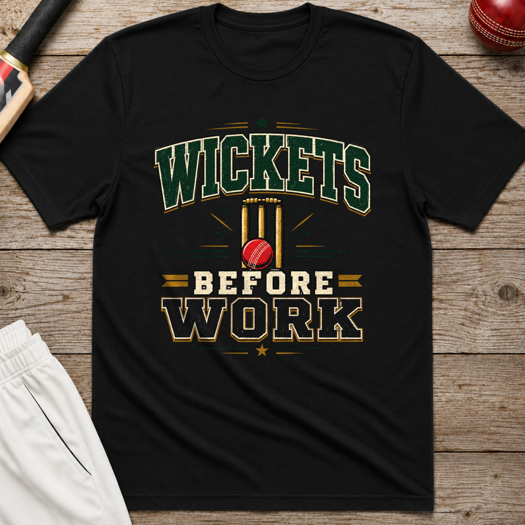 Wickets Before Work T-Shirt - Black