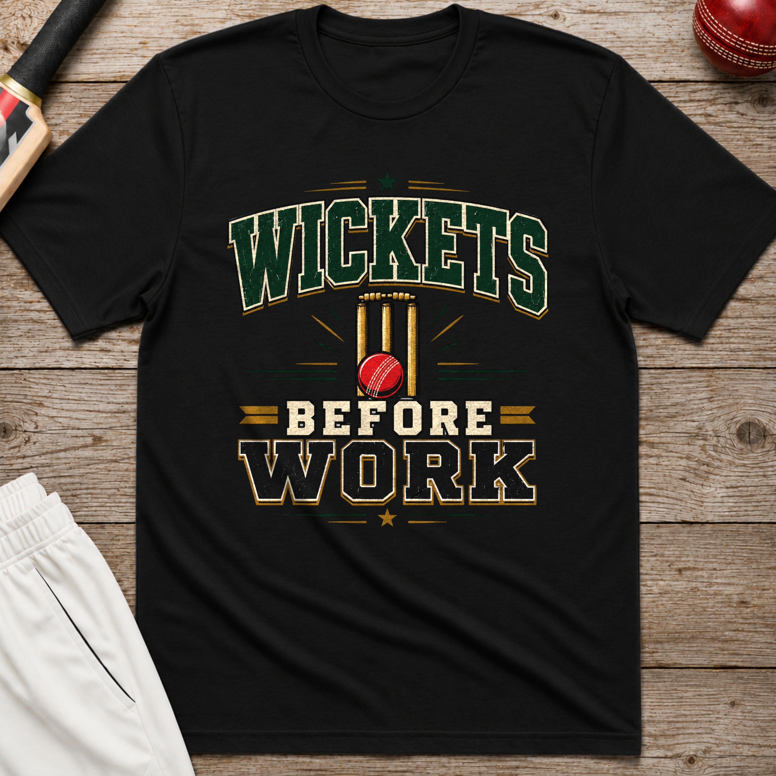 Wickets Before Work T-Shirt - Black