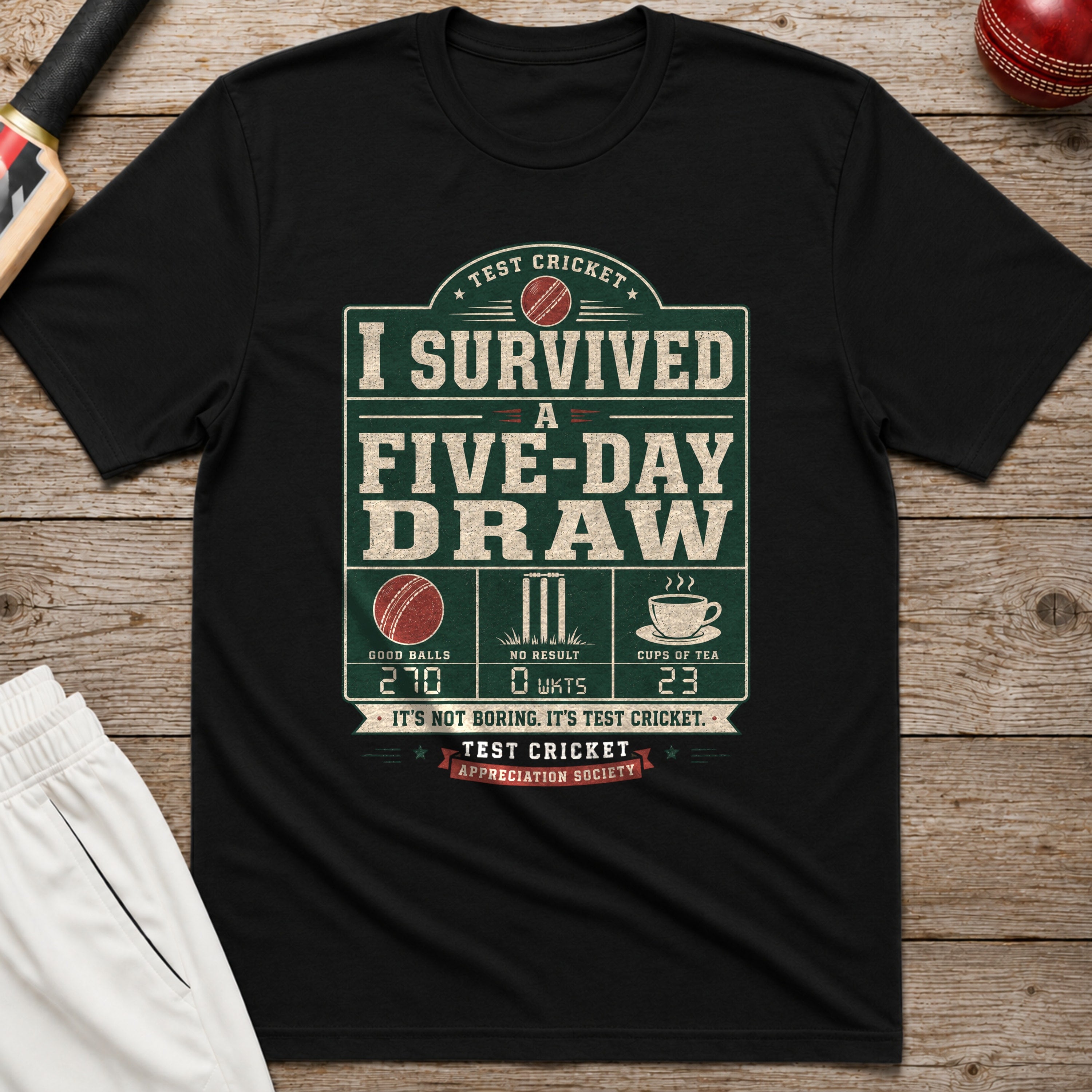I Survived A Five Day Draw T-Shirt - Black
