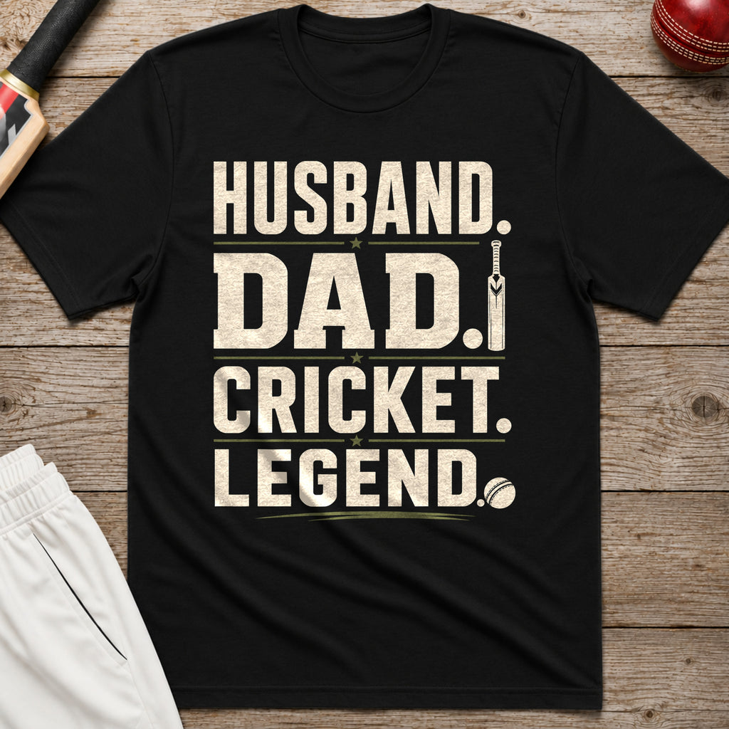 Husband Dad Cricket Legend T-Shirt - Black