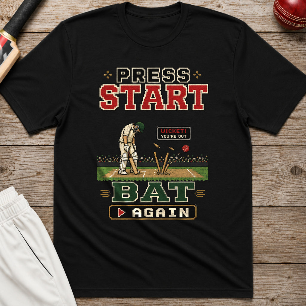 Press Start To Bat Again T-Shirt - Black