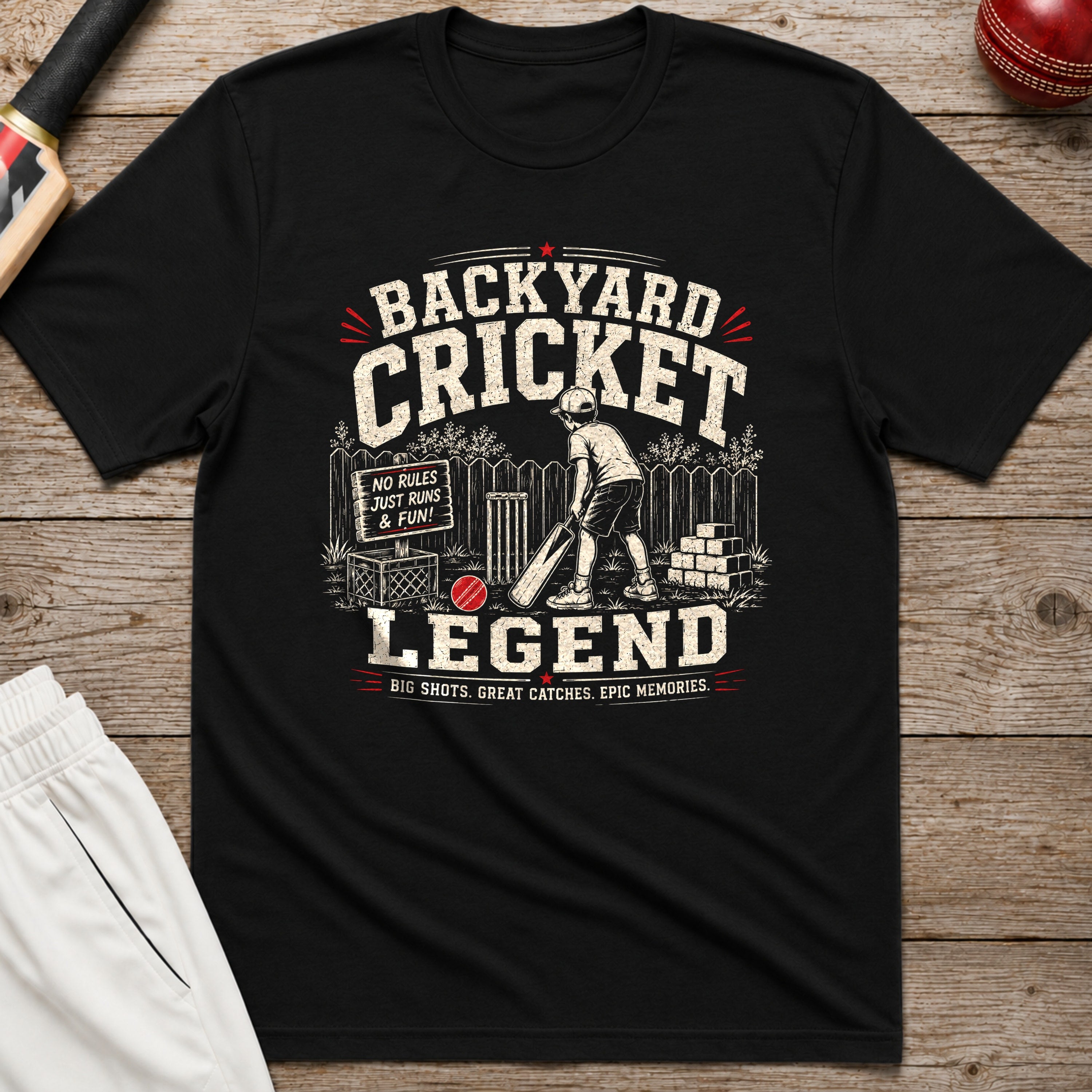 Backyard Cricket Legend T-Shirt - Black