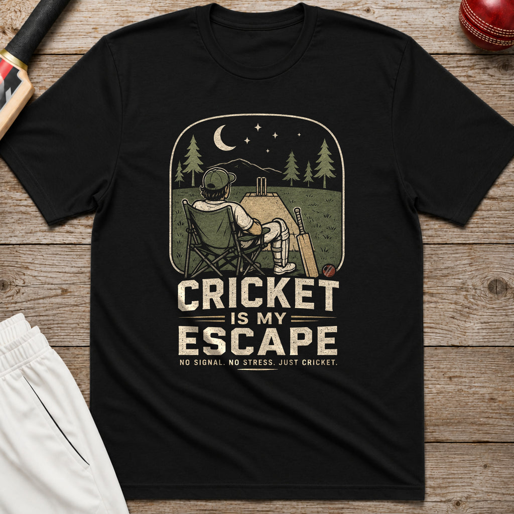Cricket Is My Escape T-Shirt - Black