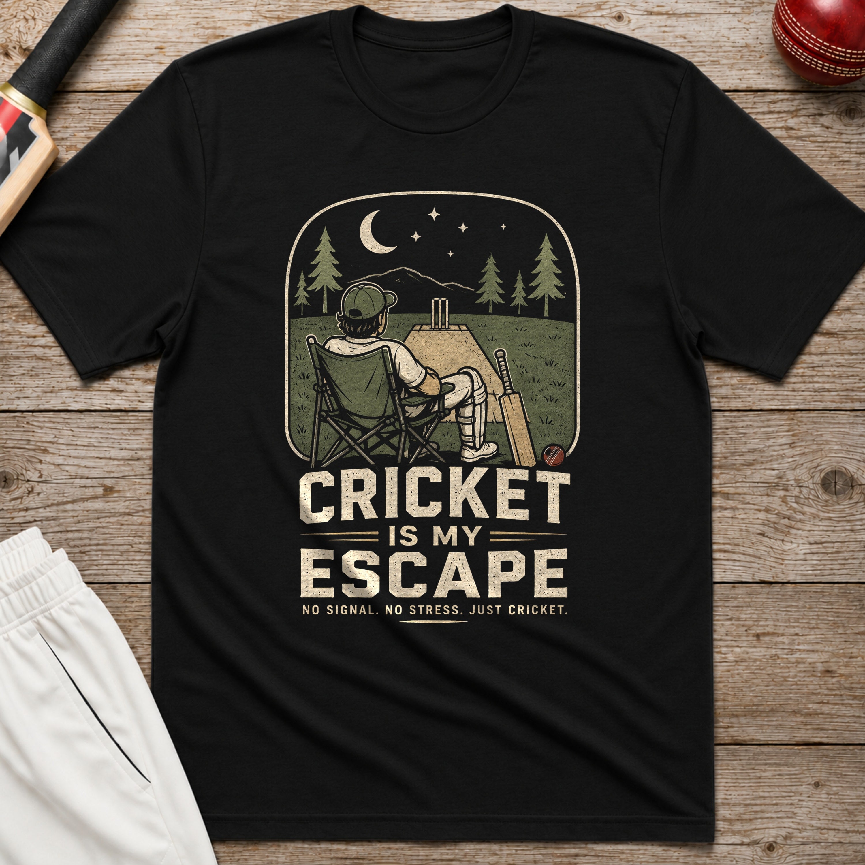 Cricket Is My Escape T-Shirt - Black