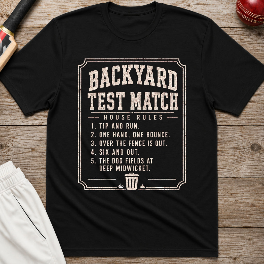 Backyard Test Match House Rules T-Shirt - Black