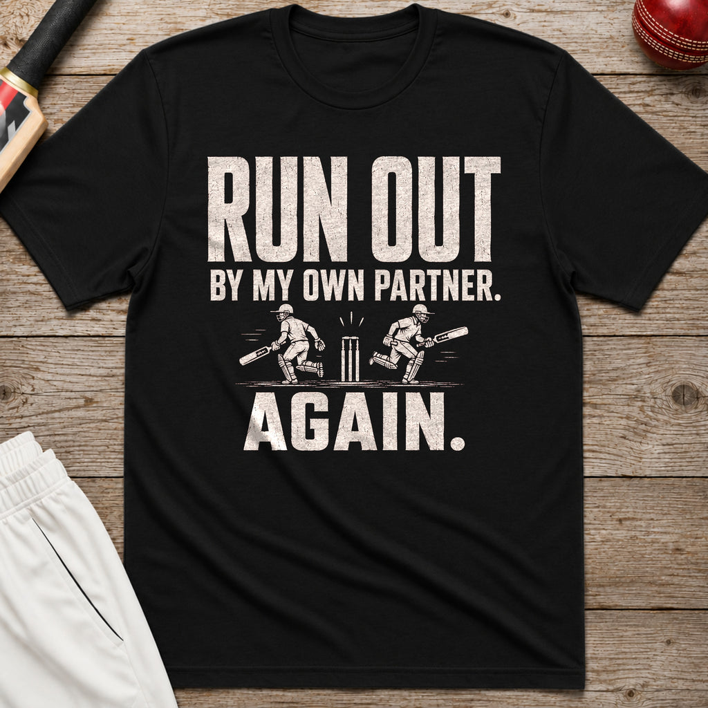 Run Out By My Own Partner Again T-Shirt - Black