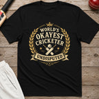 Worlds Okayest Cricketer T-Shirt - Black