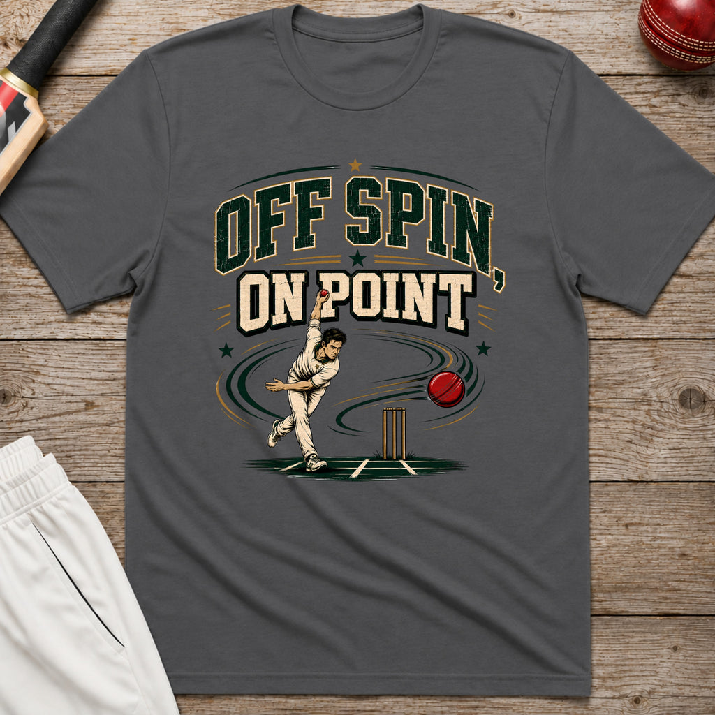 Off Spin On Point T-Shirt - Charcoal
