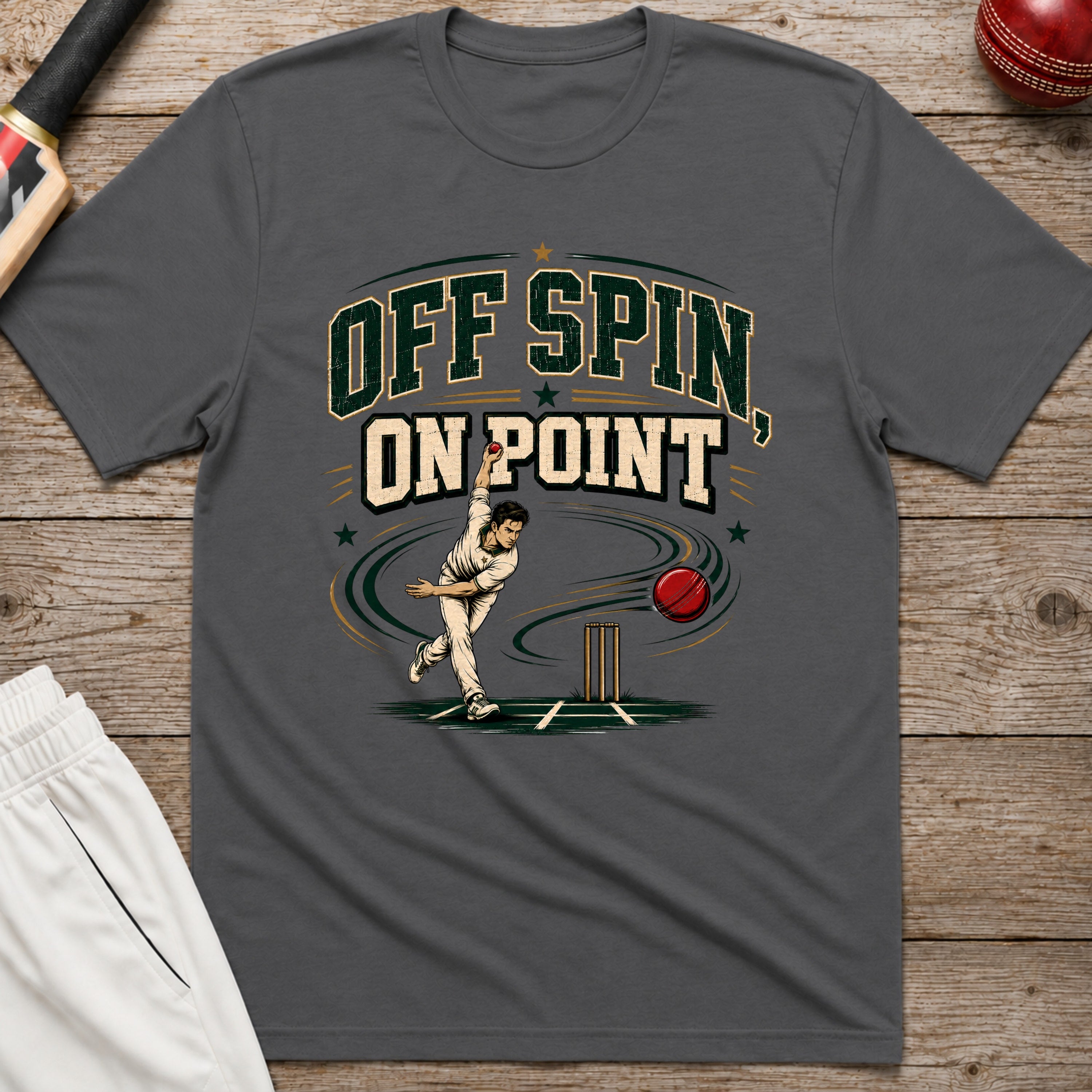 Off Spin On Point T-Shirt - Charcoal