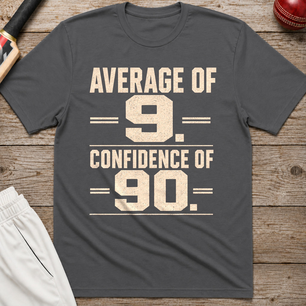 Average Of 9 Confidence Of 90 T-Shirt - Charcoal