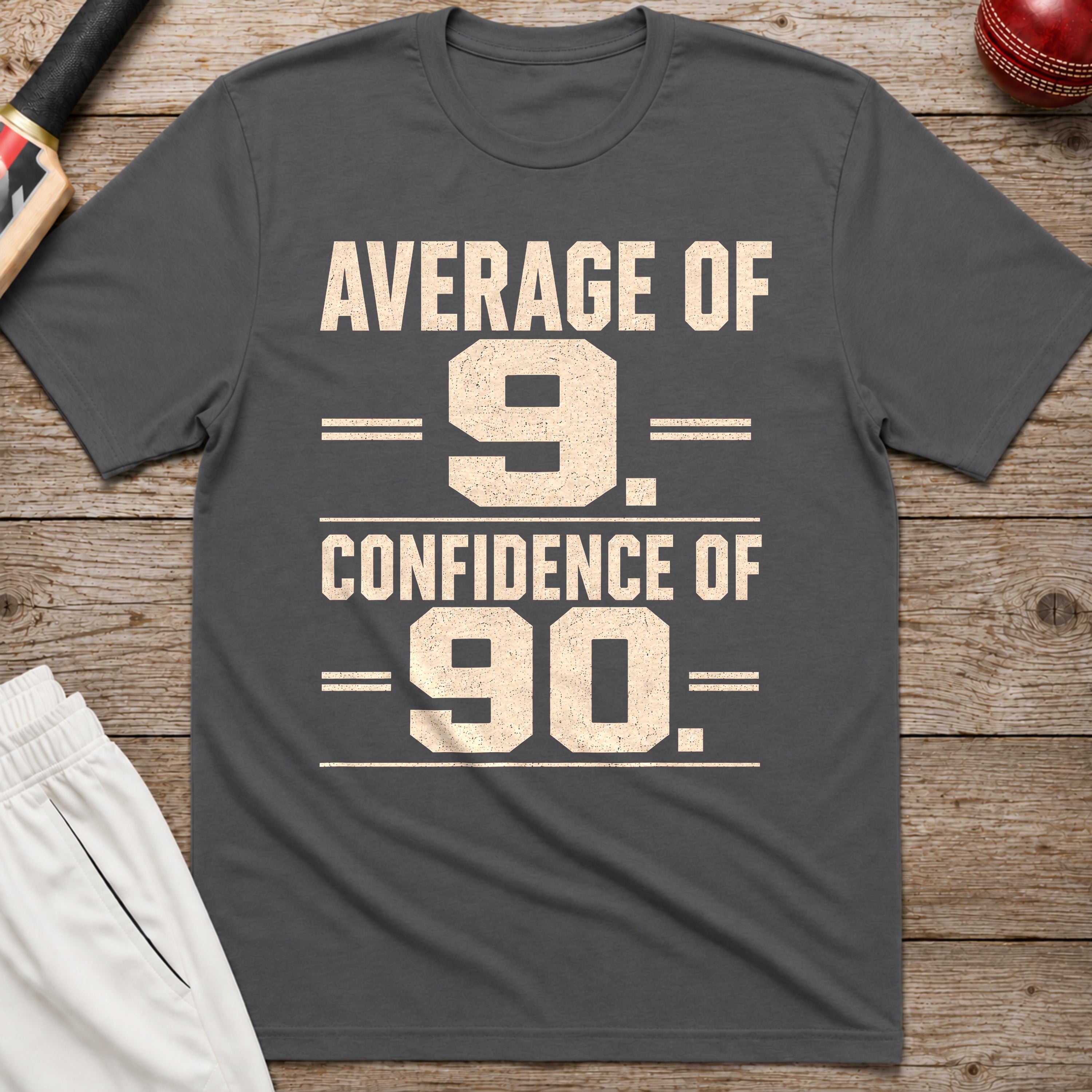 Average Of 9 Confidence Of 90 T-Shirt - Charcoal