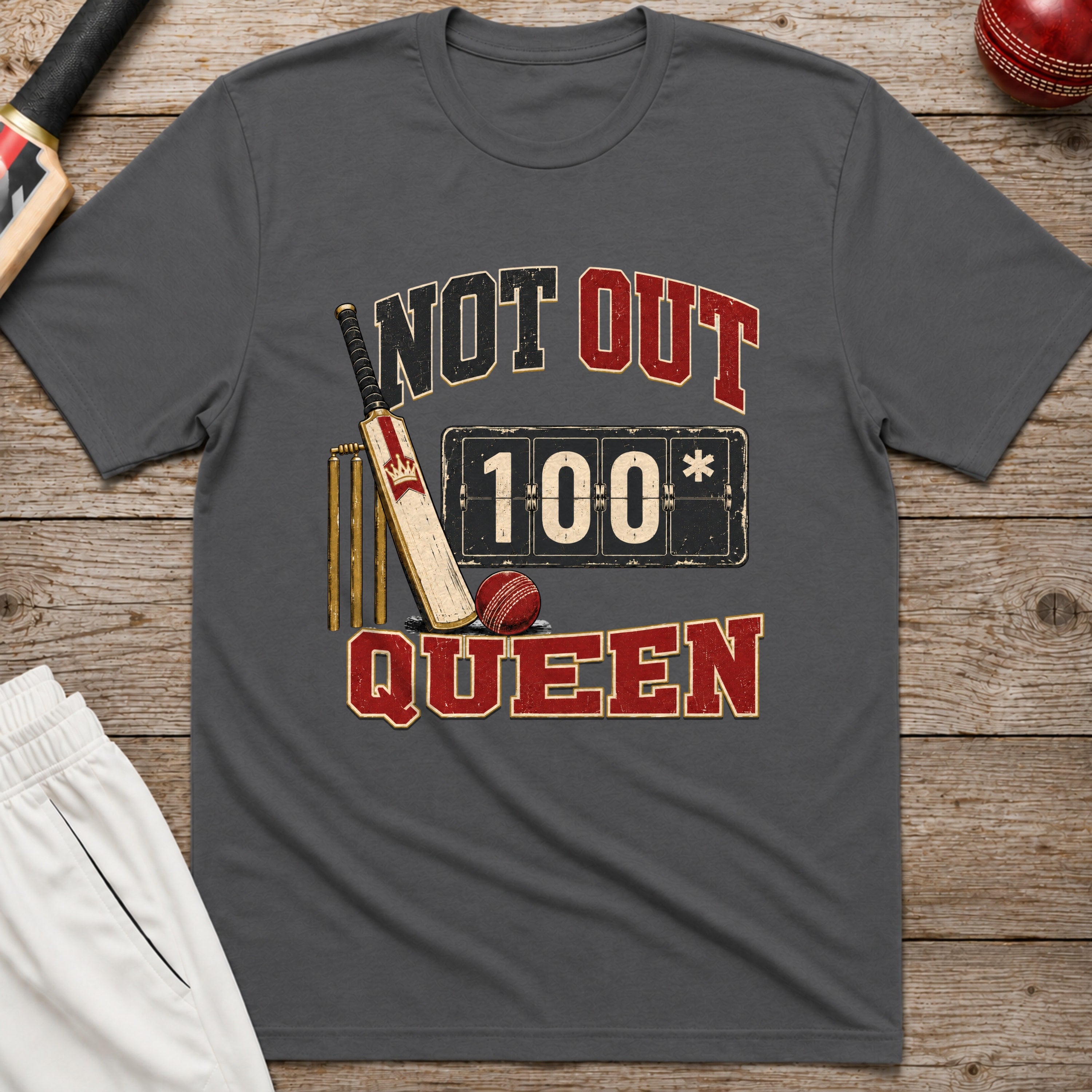 Not Out Queen T-Shirt - Charcoal