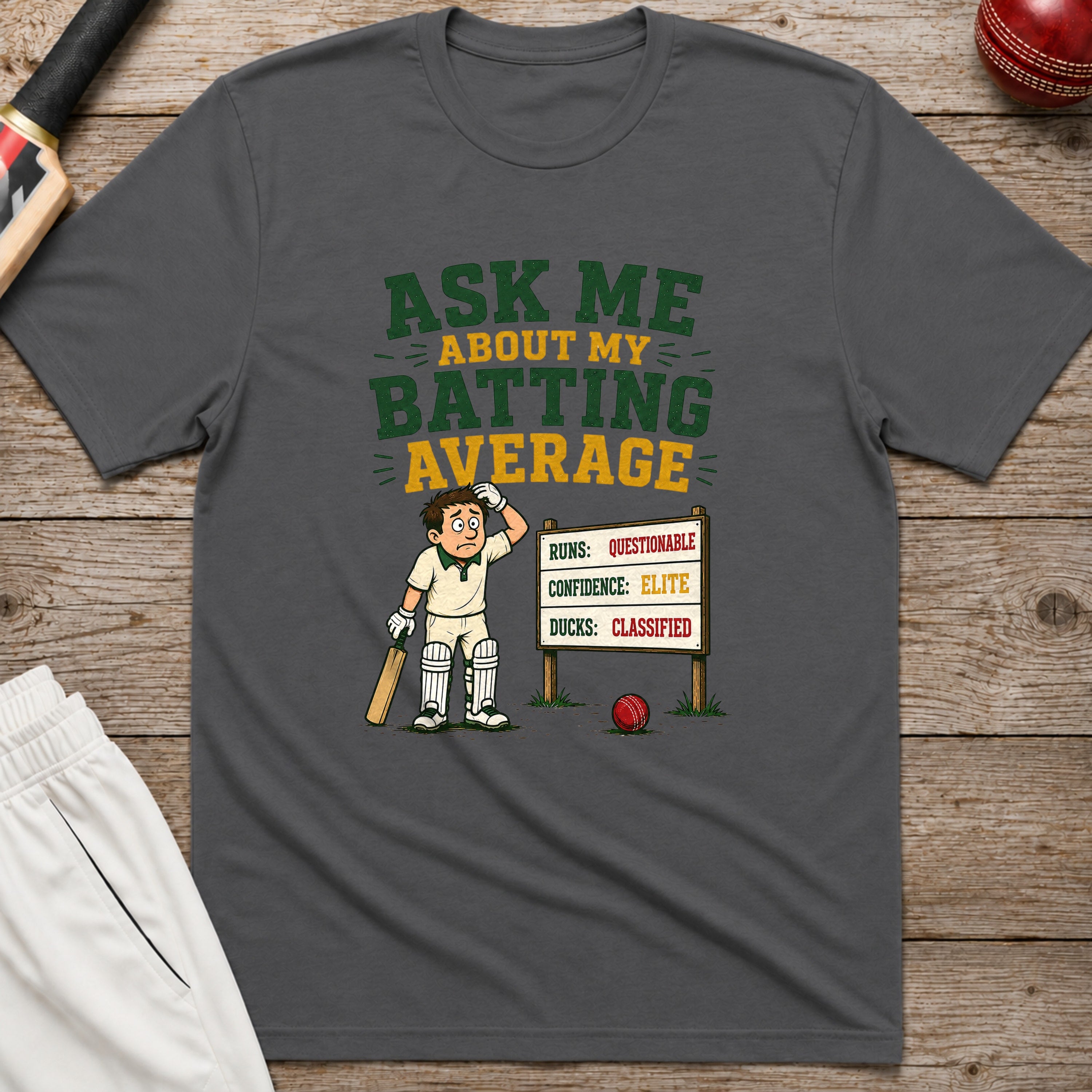 Ask Me About My Batting Average T-Shirt - Charcoal