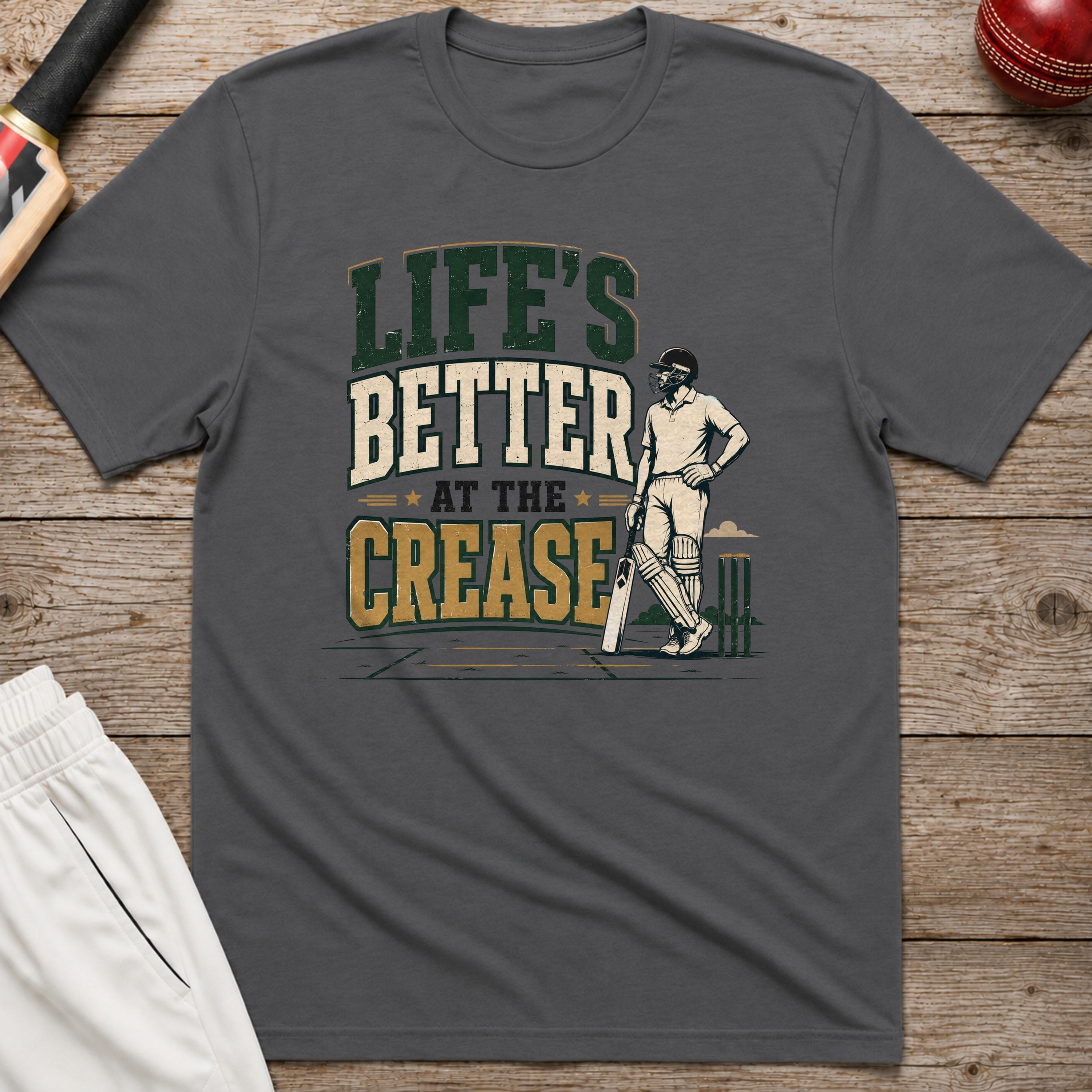 Lifes Better At The Crease T-Shirt - Charcoal