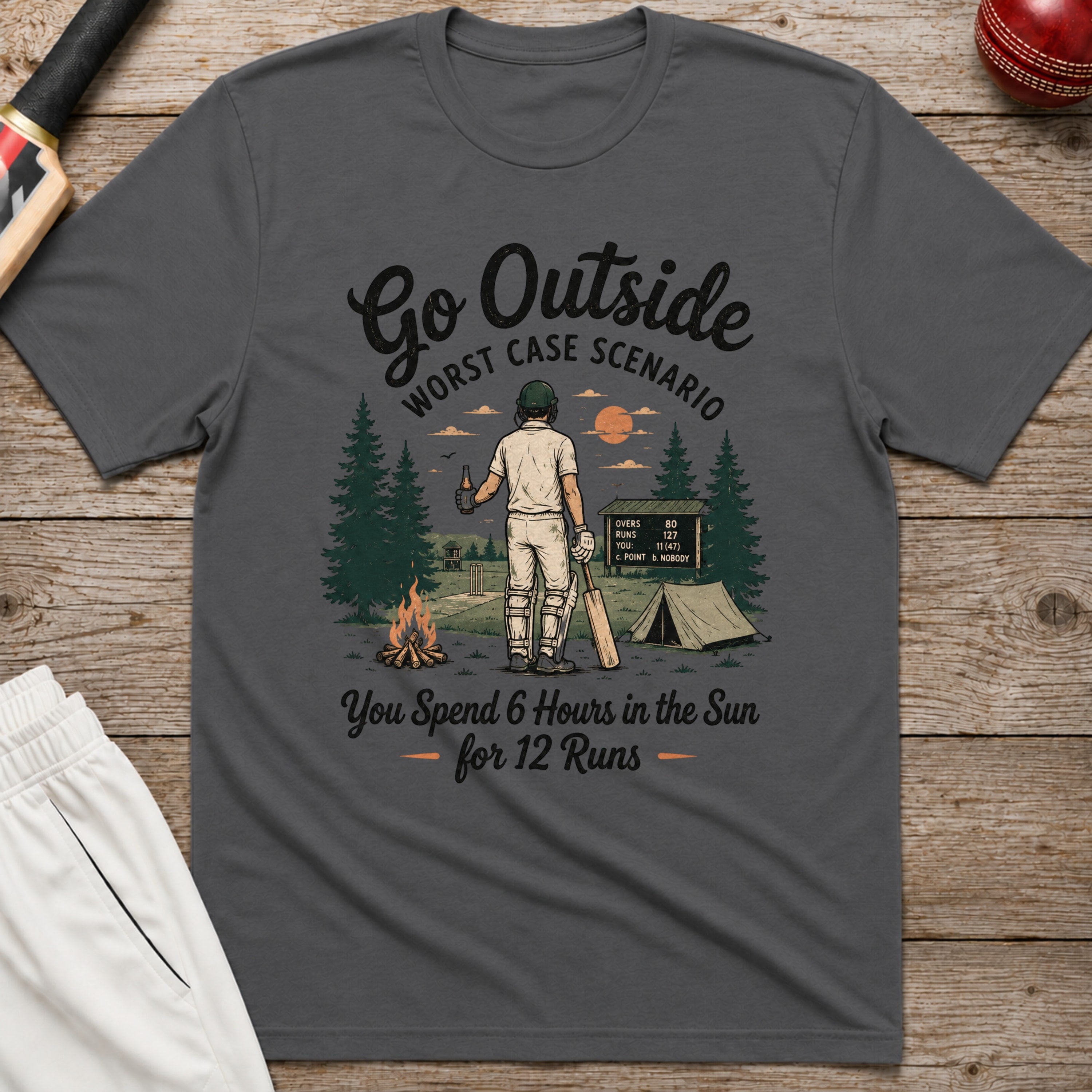 Go Outside Worst Case Scenario T-Shirt - Charcoal