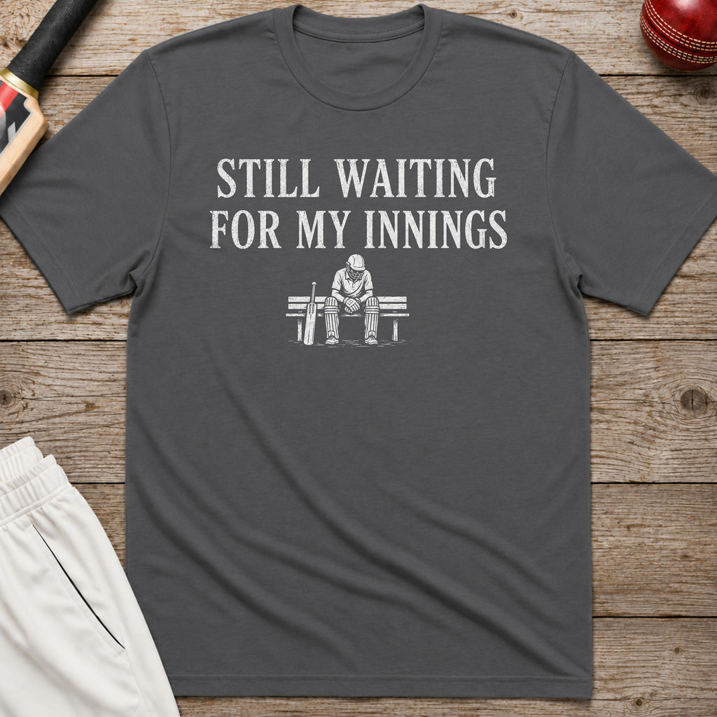 Still Waiting For My Innings T-Shirt - Charcoal