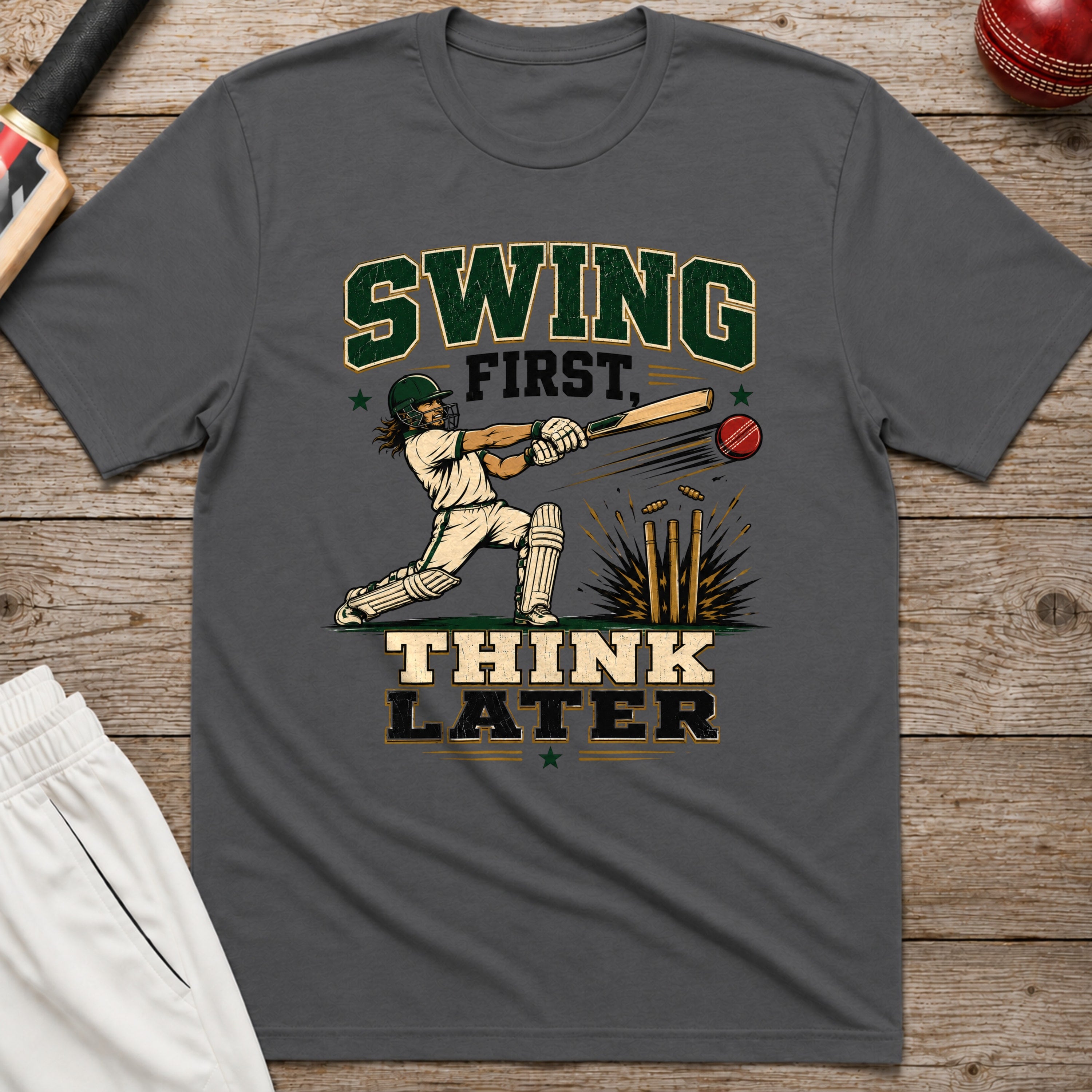 Swing First Think Later T-Shirt - Charcoal