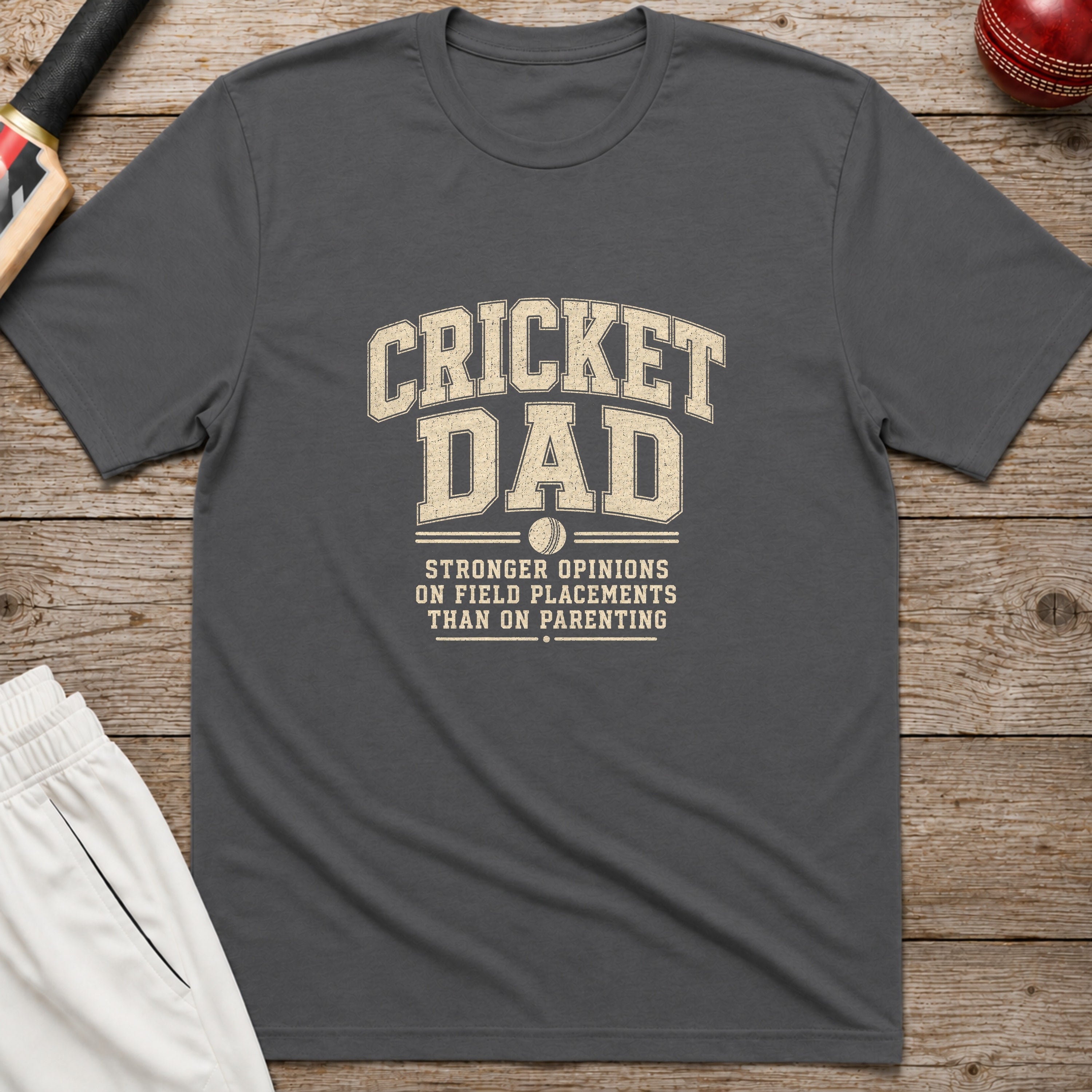Cricket Dad Field Placements T-Shirt - Charcoal