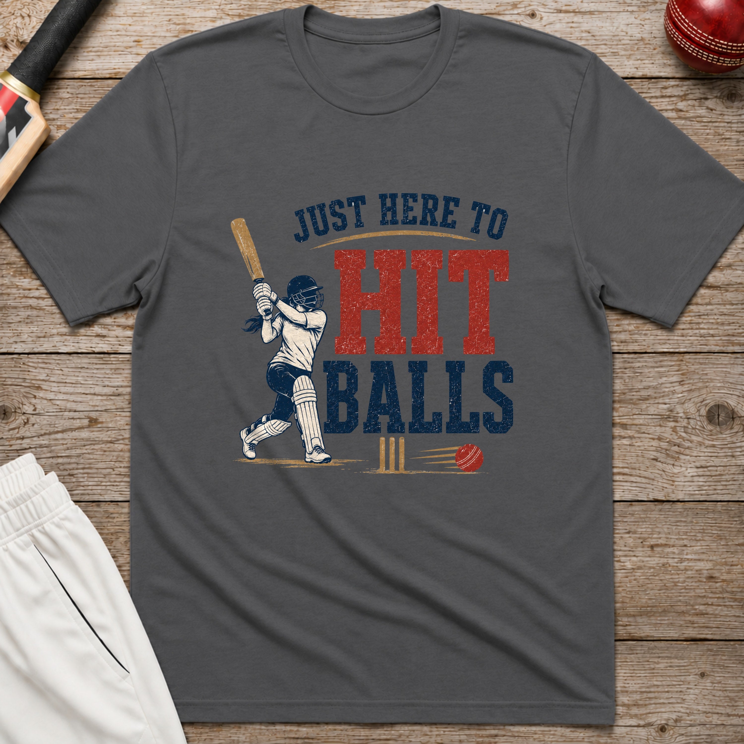 Just Here To Hit Balls T-Shirt - Charcoal