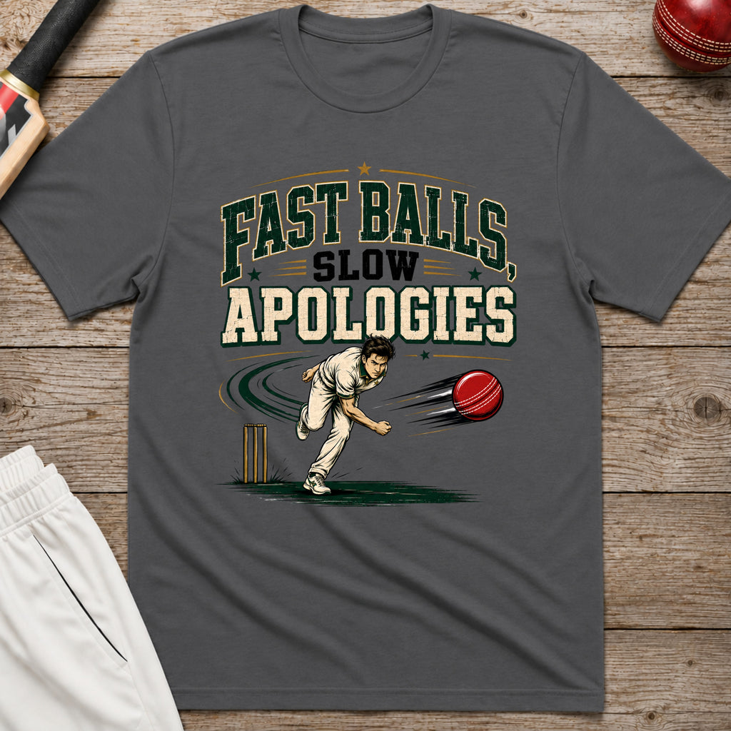 Fast Balls Slow Apologies T-Shirt - Charcoal
