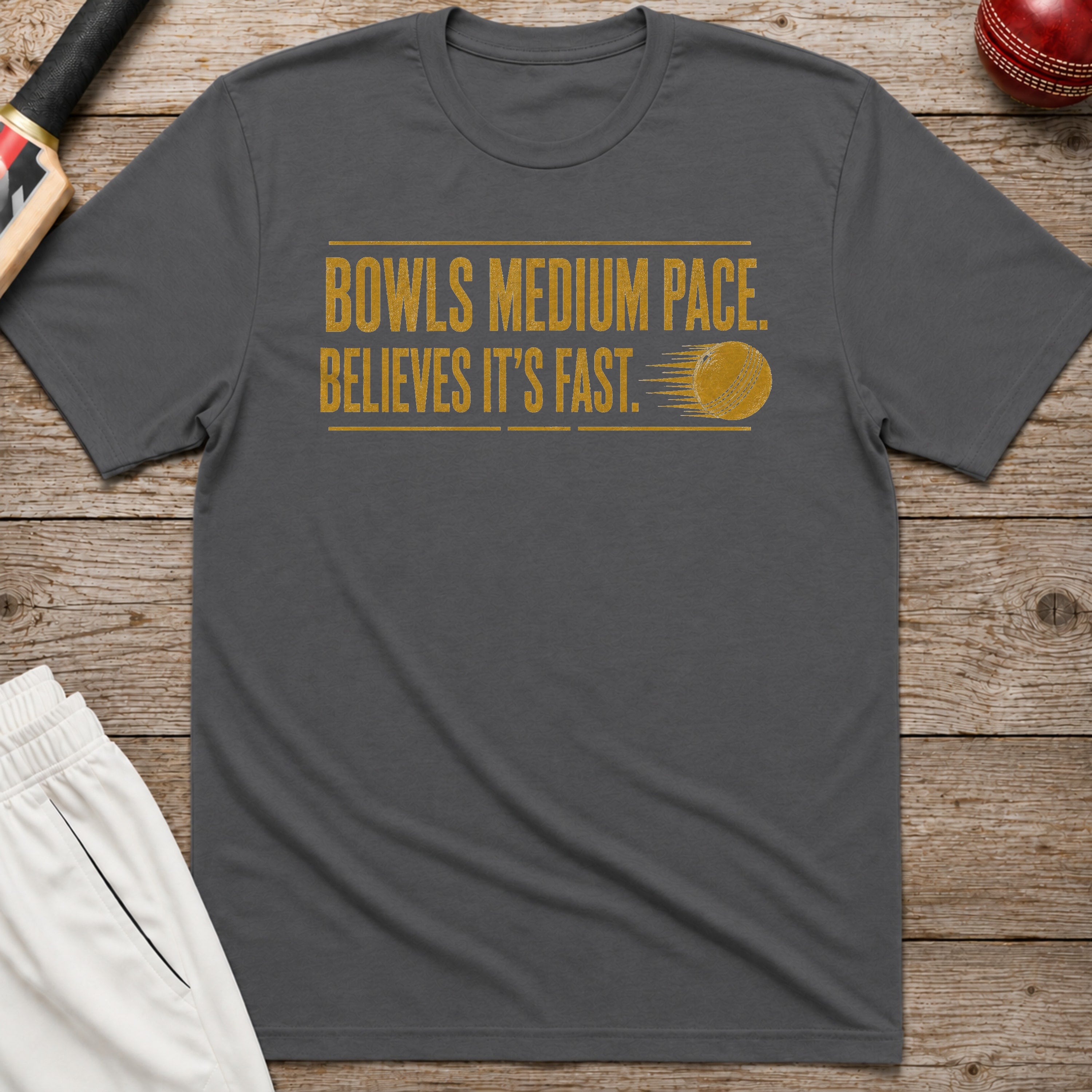 Bowls Medium Pace Believes Its Fast T-Shirt - Charcoal