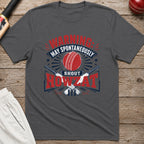 Warning May Spontaneously Shout Howzat T-Shirt - Charcoal