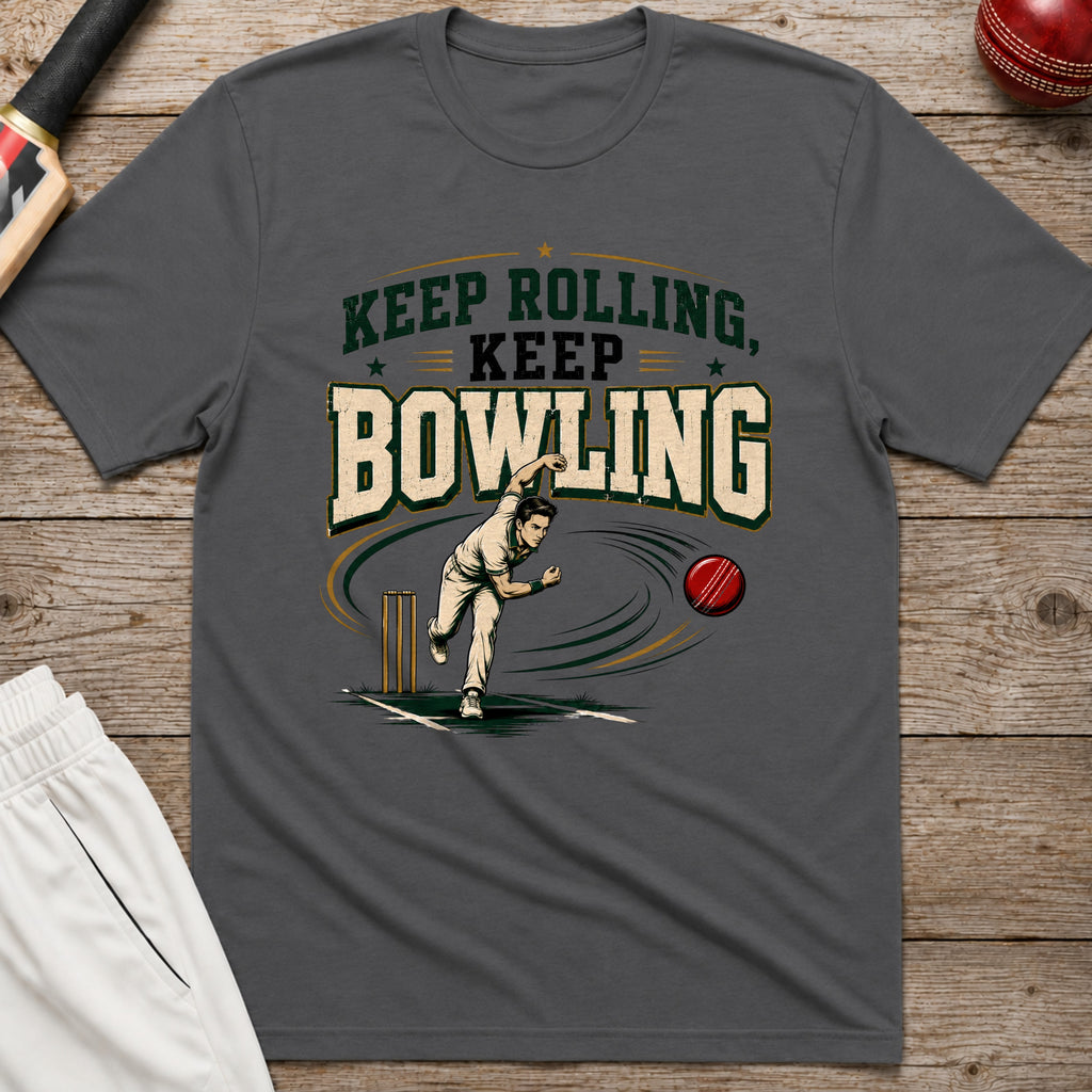 Keep Rolling Keep Bowling T-Shirt - Charcoal