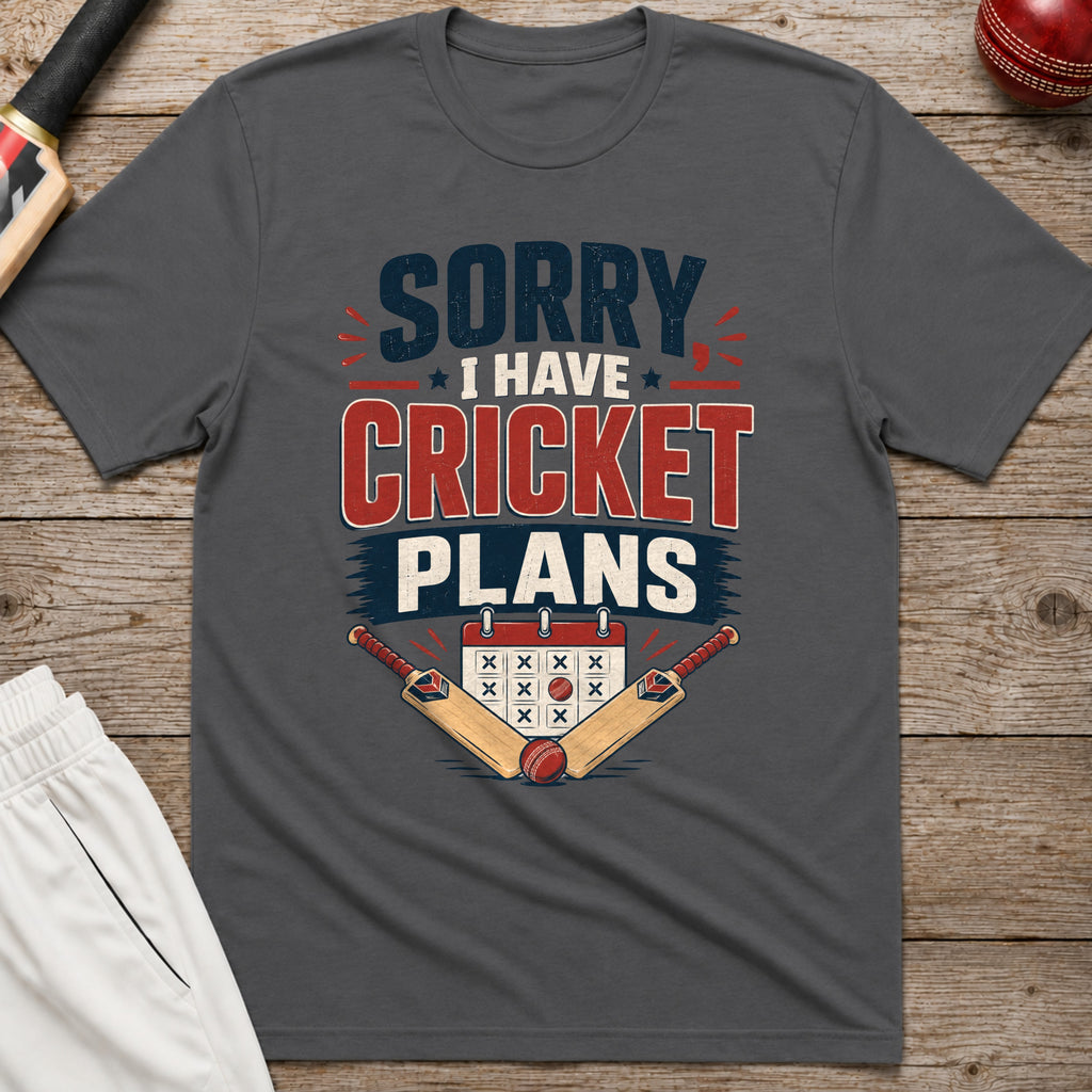 Sorry I Have Cricket Plans T-Shirt - Charcoal