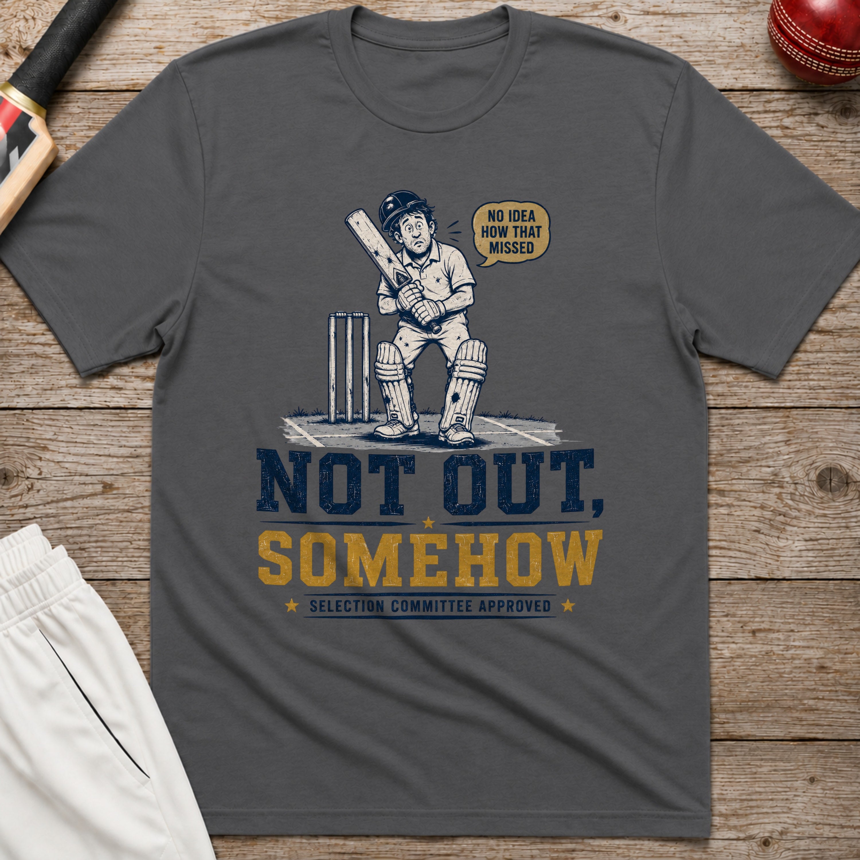 Not Out Somehow T-Shirt - Charcoal
