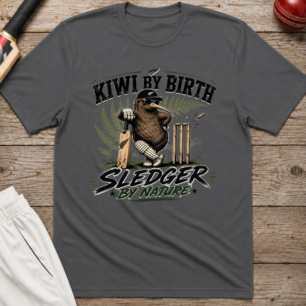 Kiwi By Birth Sledger By Nature T-Shirt - Charcoal