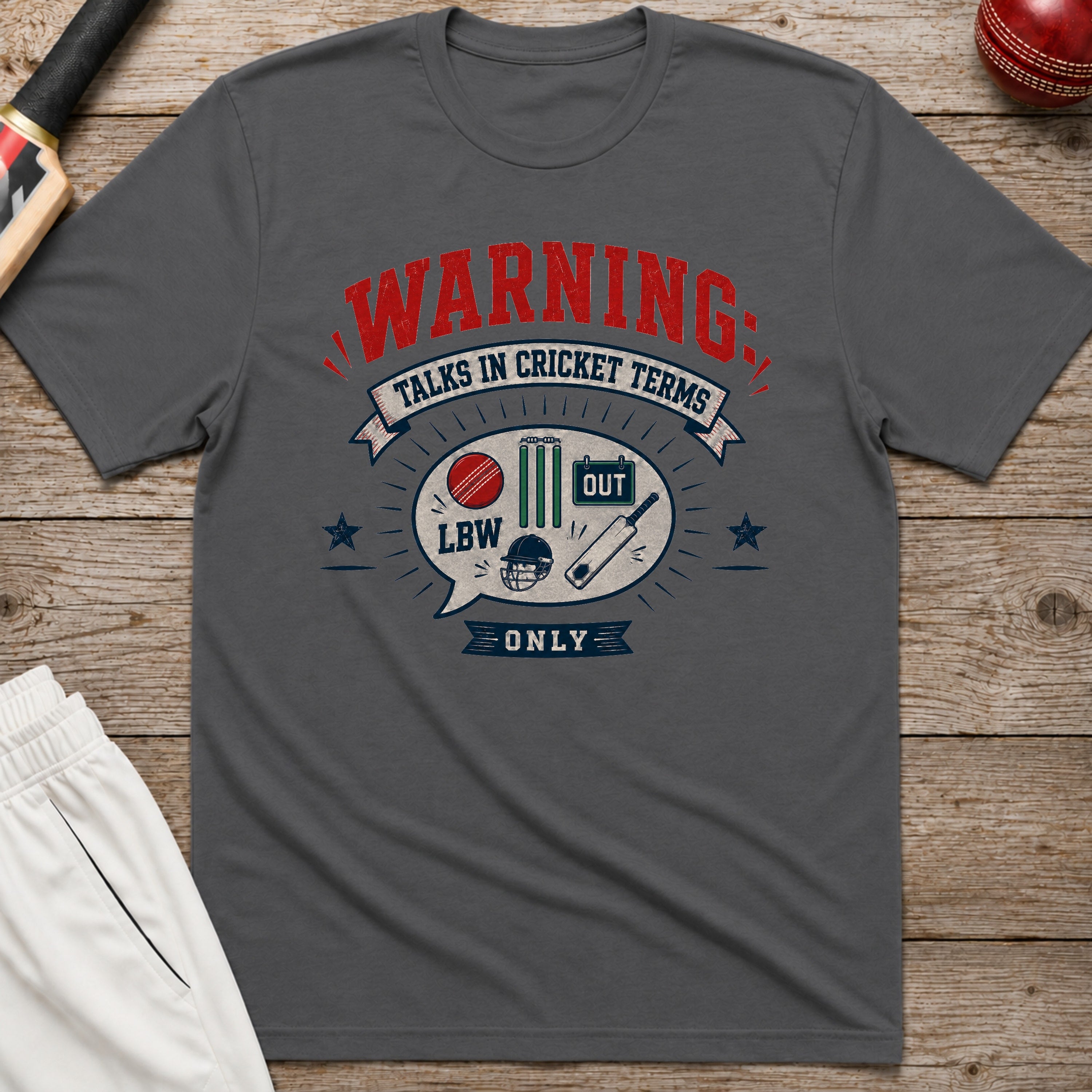 Talks In Cricket Terms Only T-Shirt - Charcoal