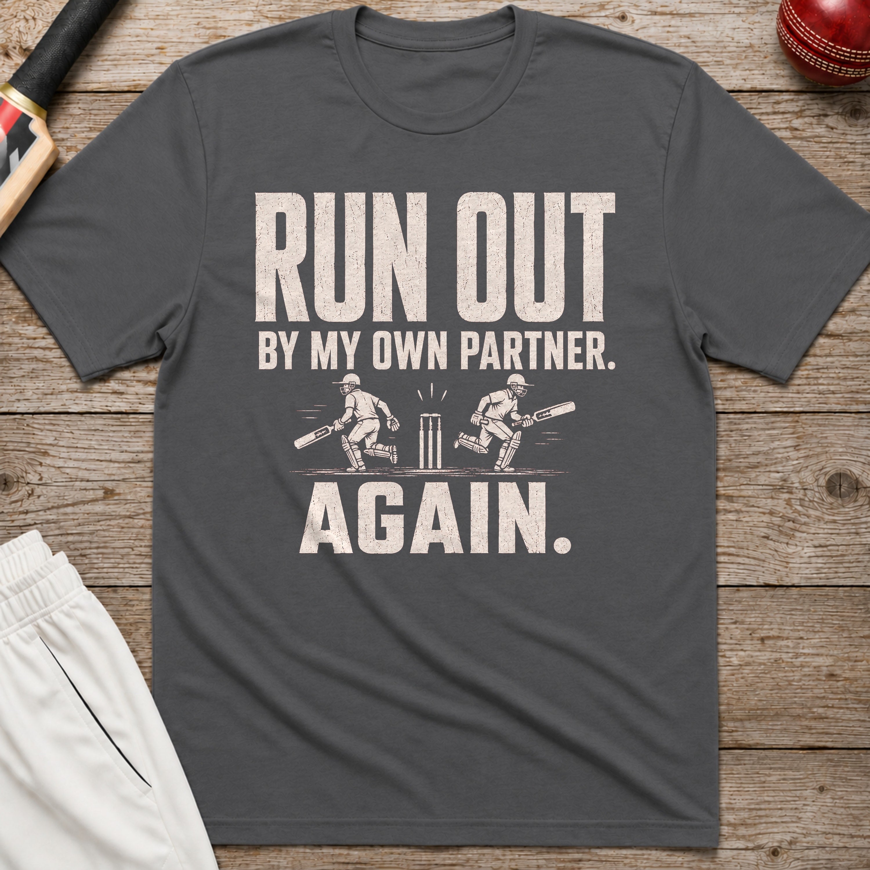 Run Out By My Own Partner Again T-Shirt - Charcoal