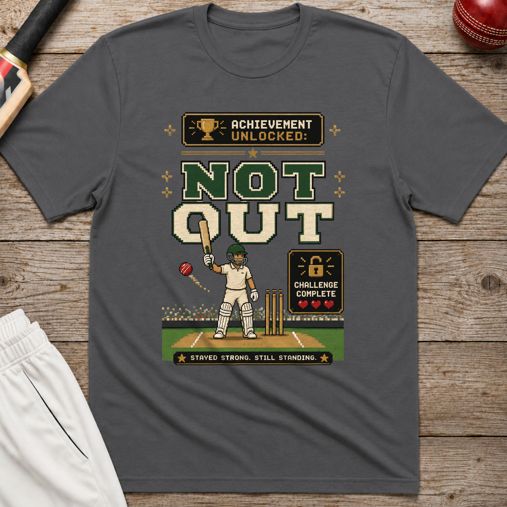 Achievement Unlocked Not Out T-Shirt - Charcoal