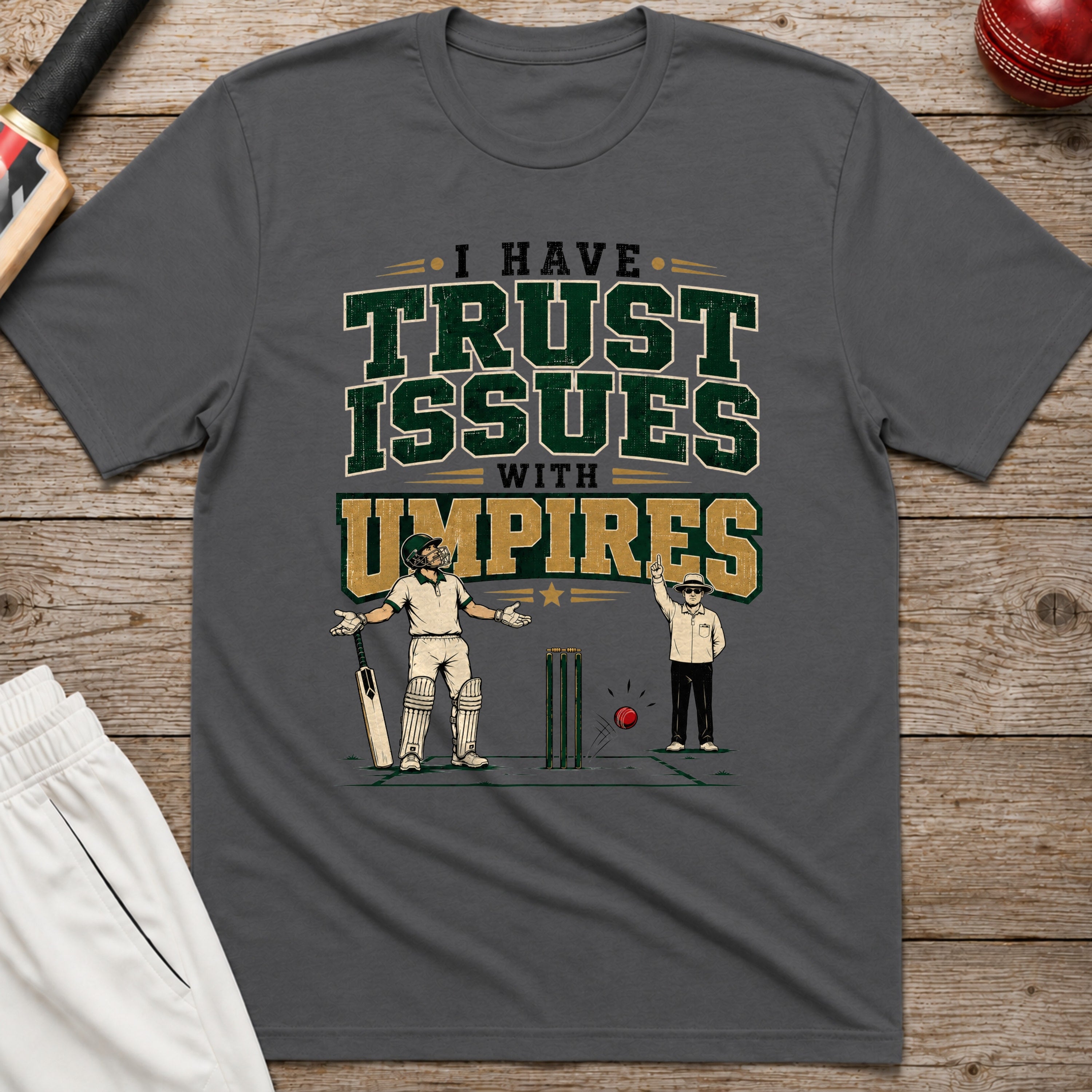 I Have Trust Issues With Umpires T-Shirt - Charcoal