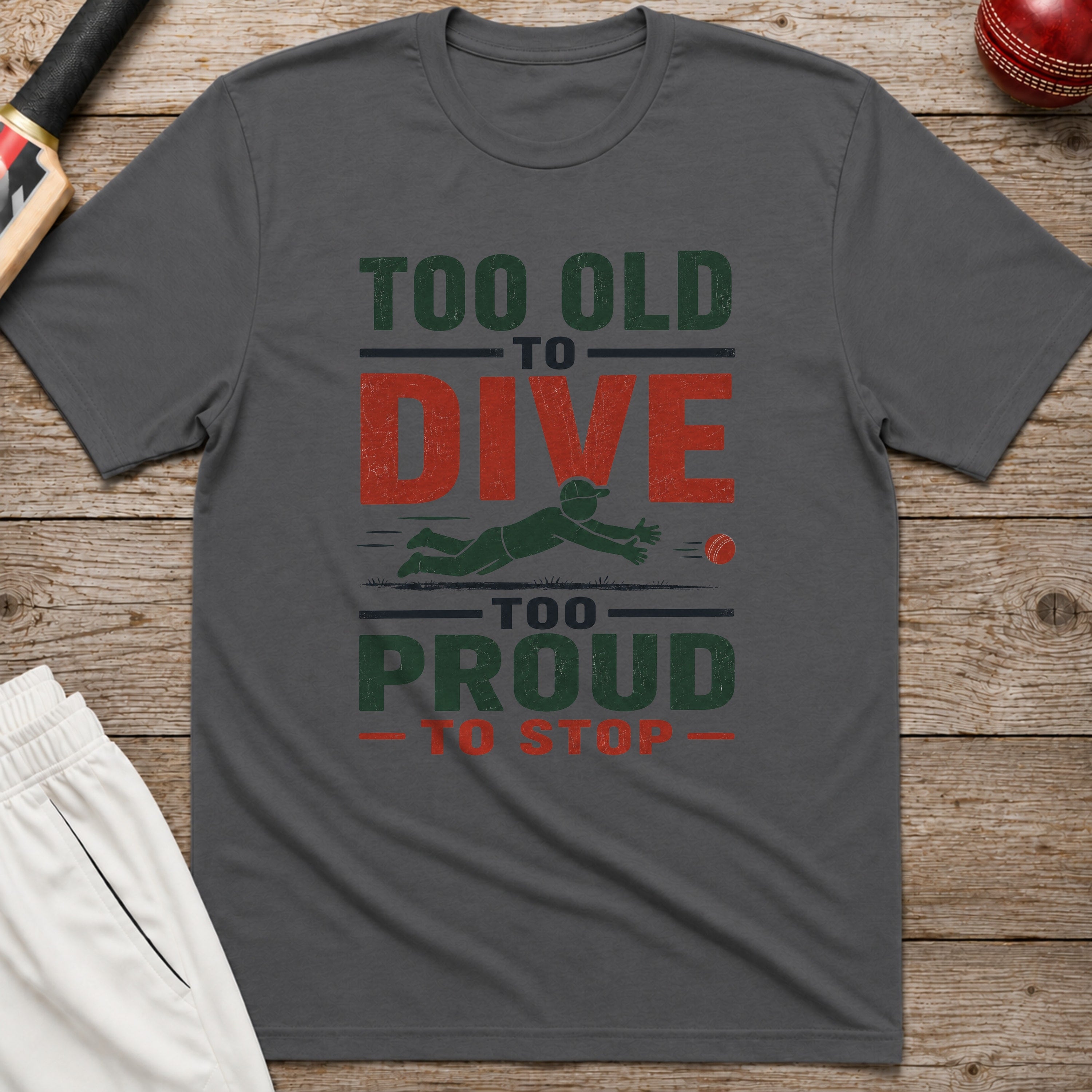 Too Old To Dive Too Proud To Stop T-Shirt - Charcoal