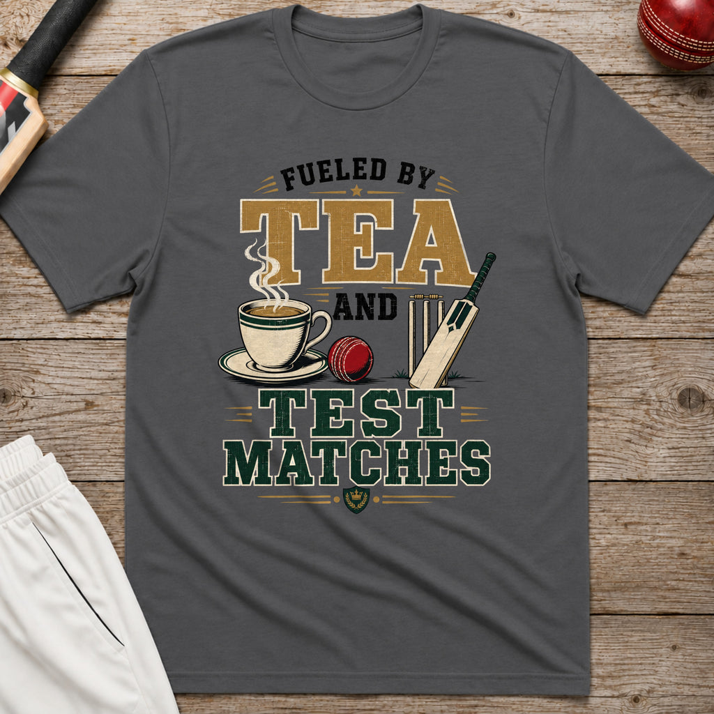 Fueled By Tea And Test Matches T-Shirt - Charcoal
