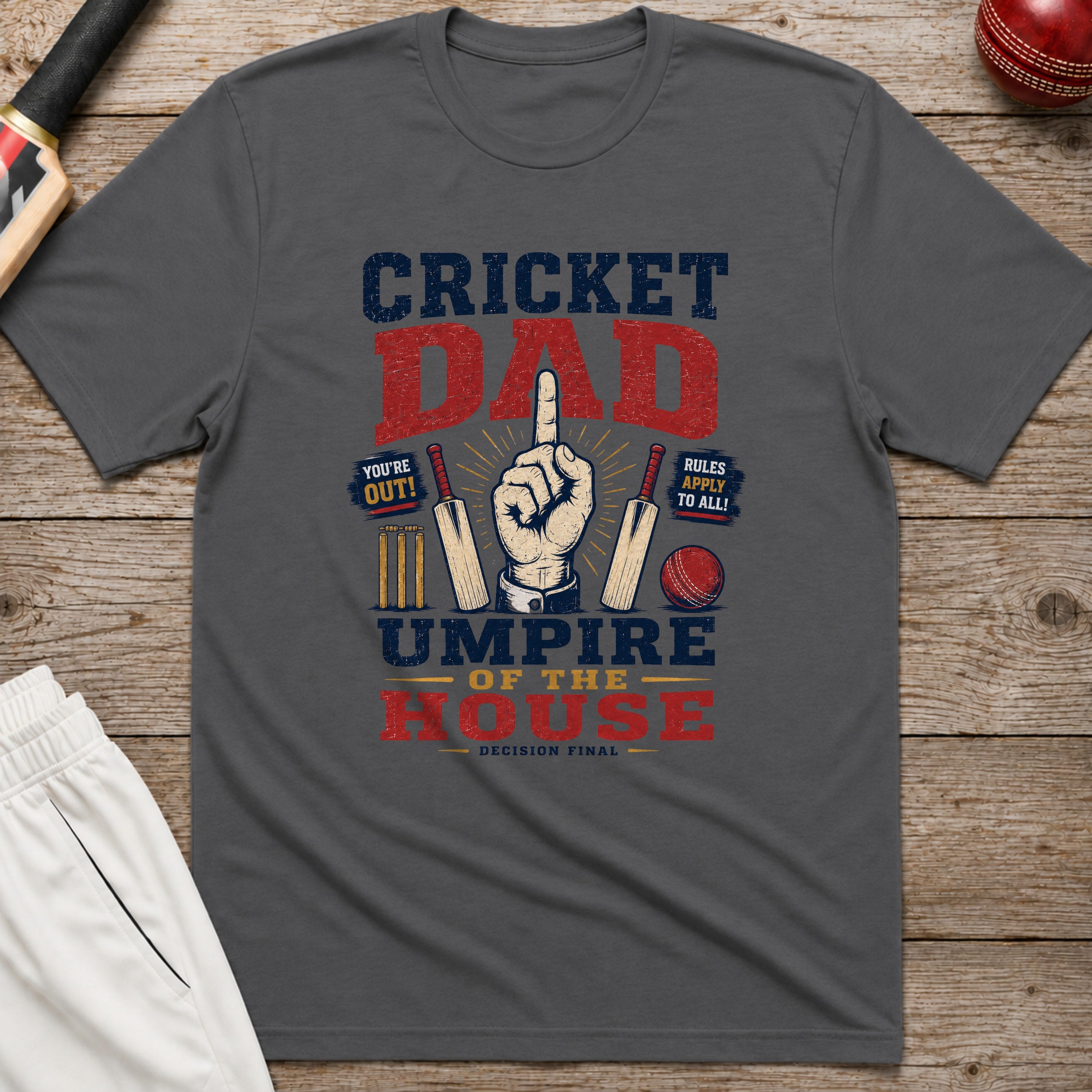 Cricket Dad Umpire Of The House T-Shirt - Charcoal