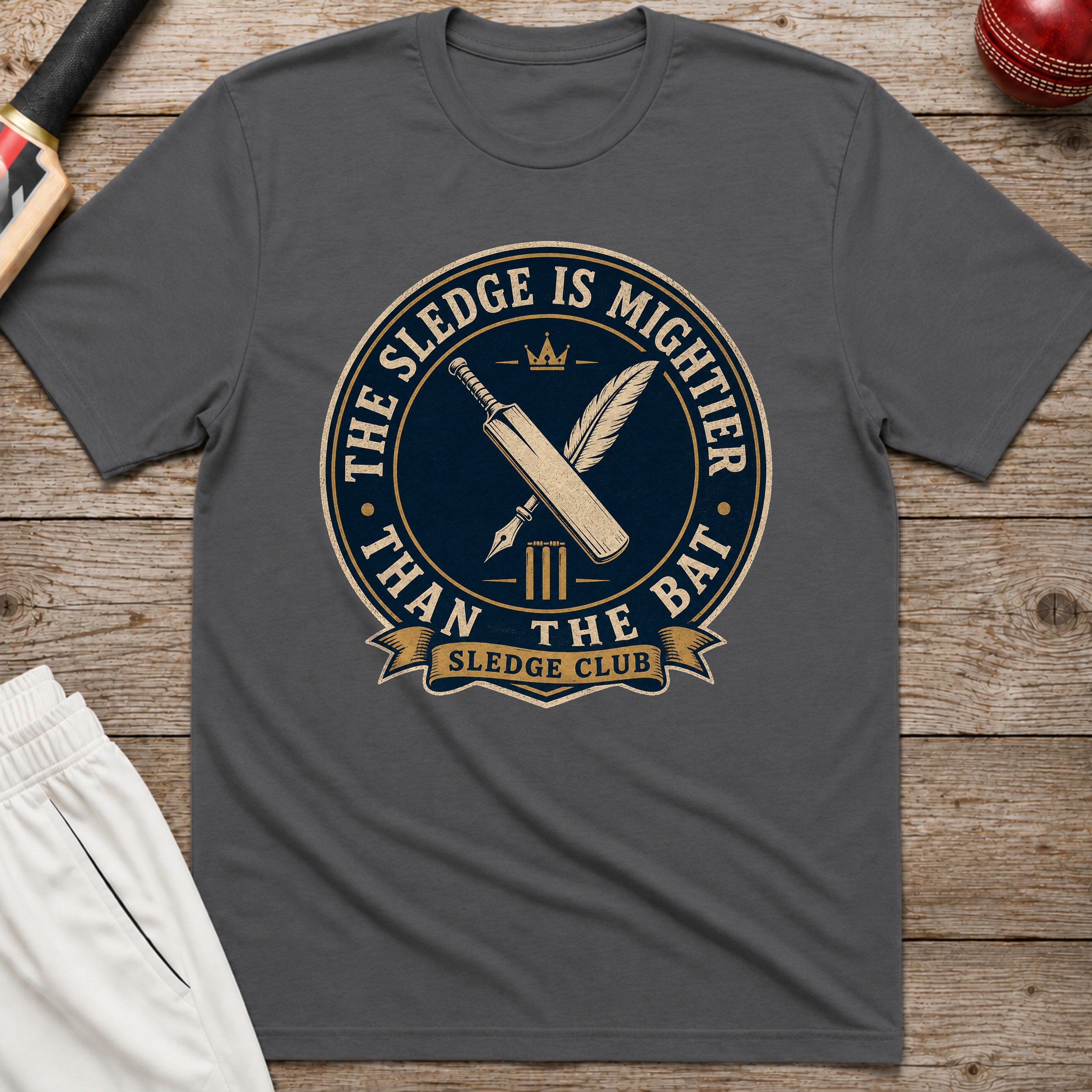 The Sledge Is Mightier Than The Bat T-Shirt - Charcoal
