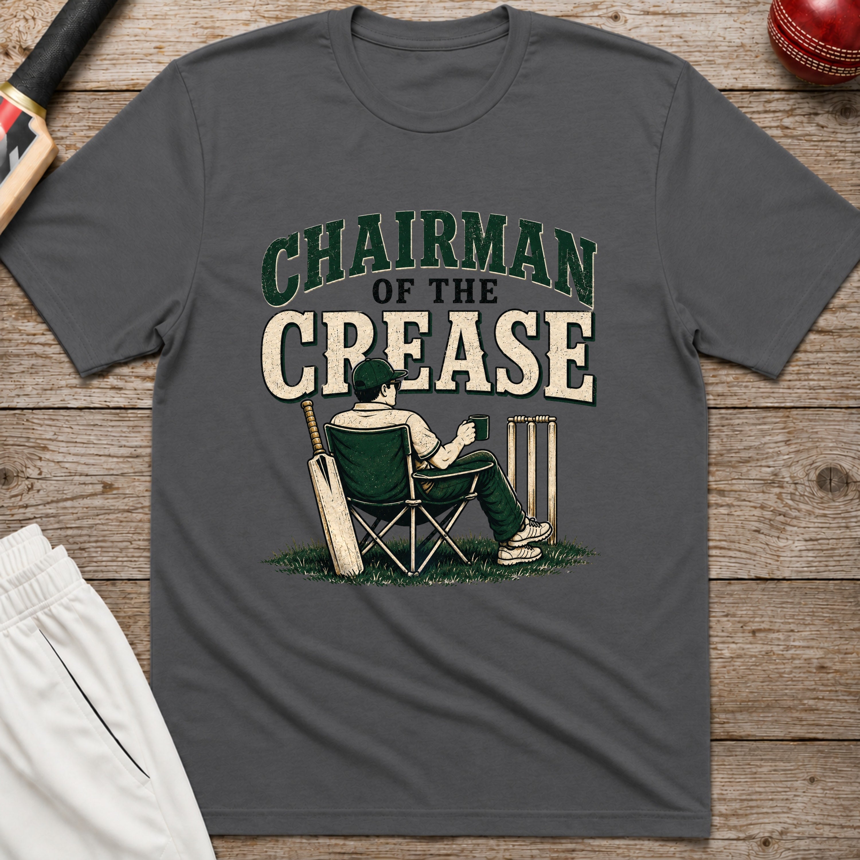 Chairman Of The Crease T-Shirt - Charcoal