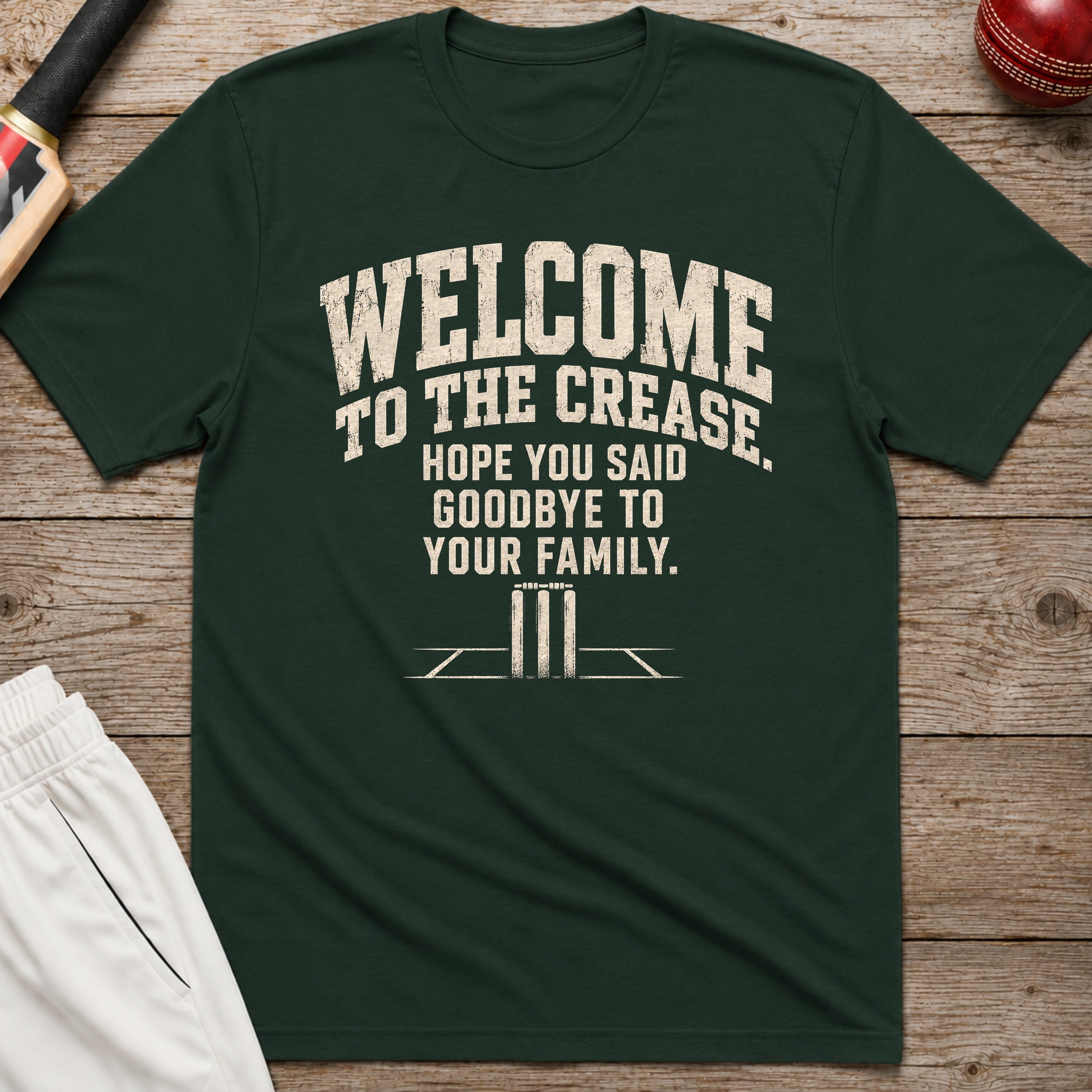 Welcome To The Crease T-Shirt - Forest Green