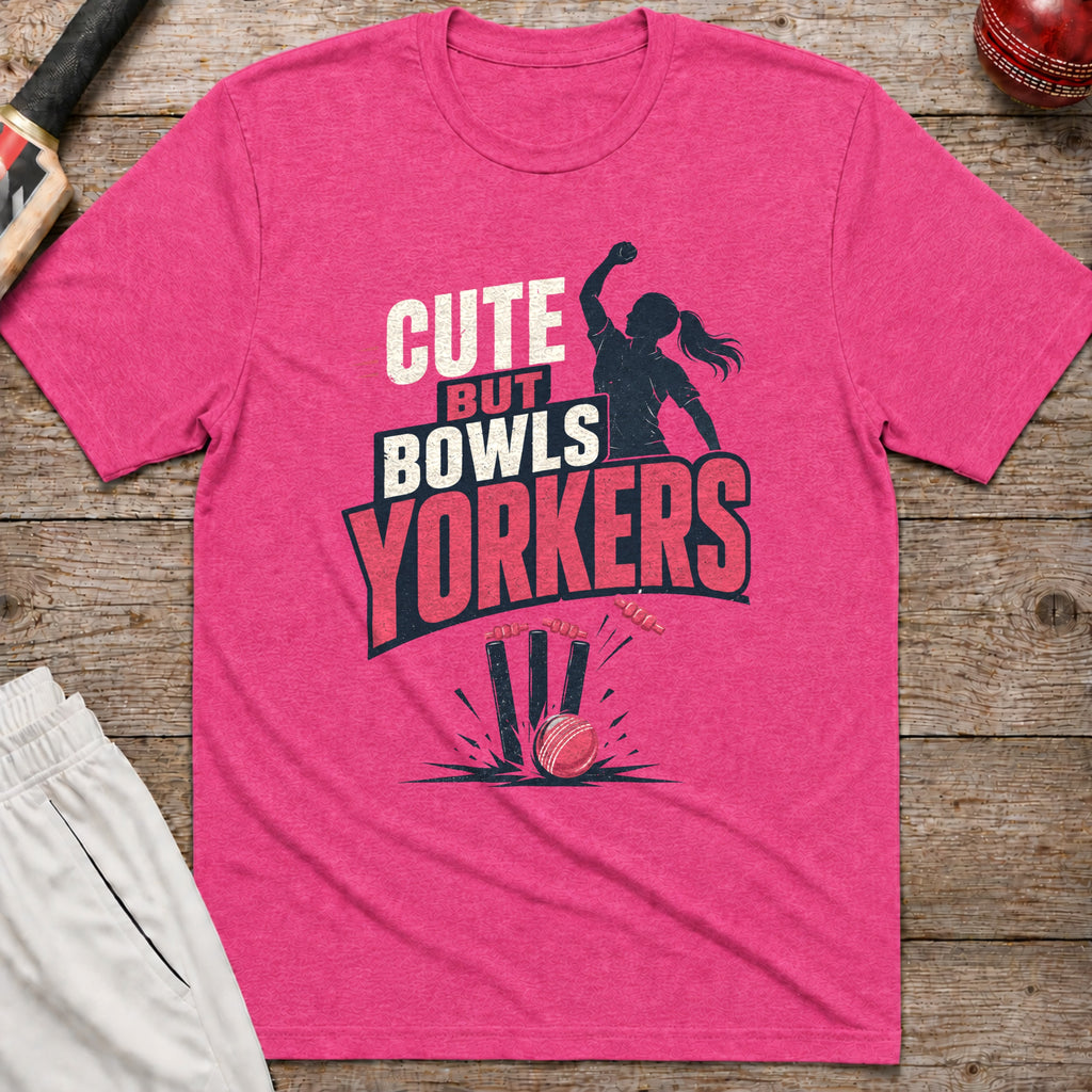 Cute But Bowls Yorkers T-Shirt - Heather Heliconia