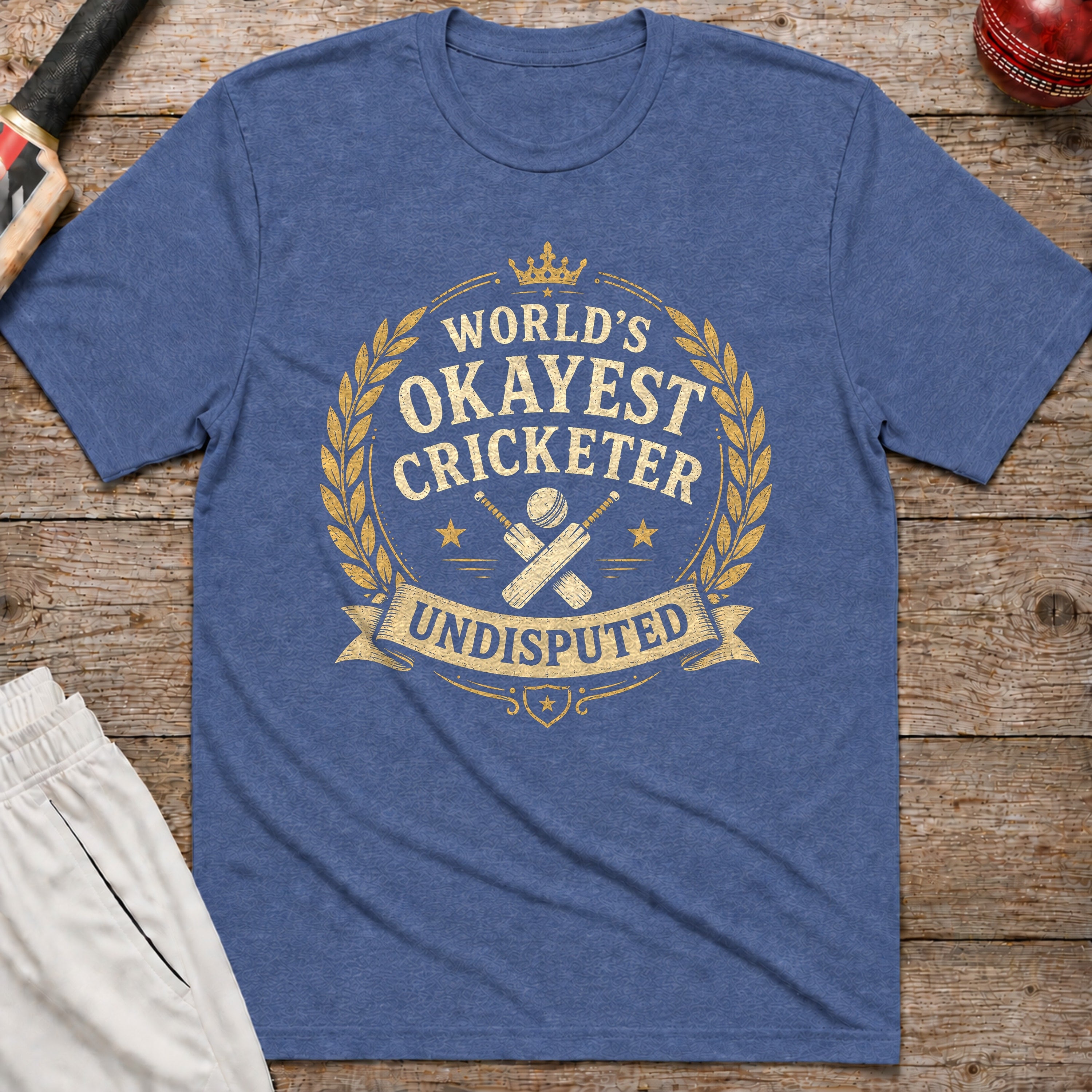Worlds Okayest Cricketer T-Shirt - Heather Indigo