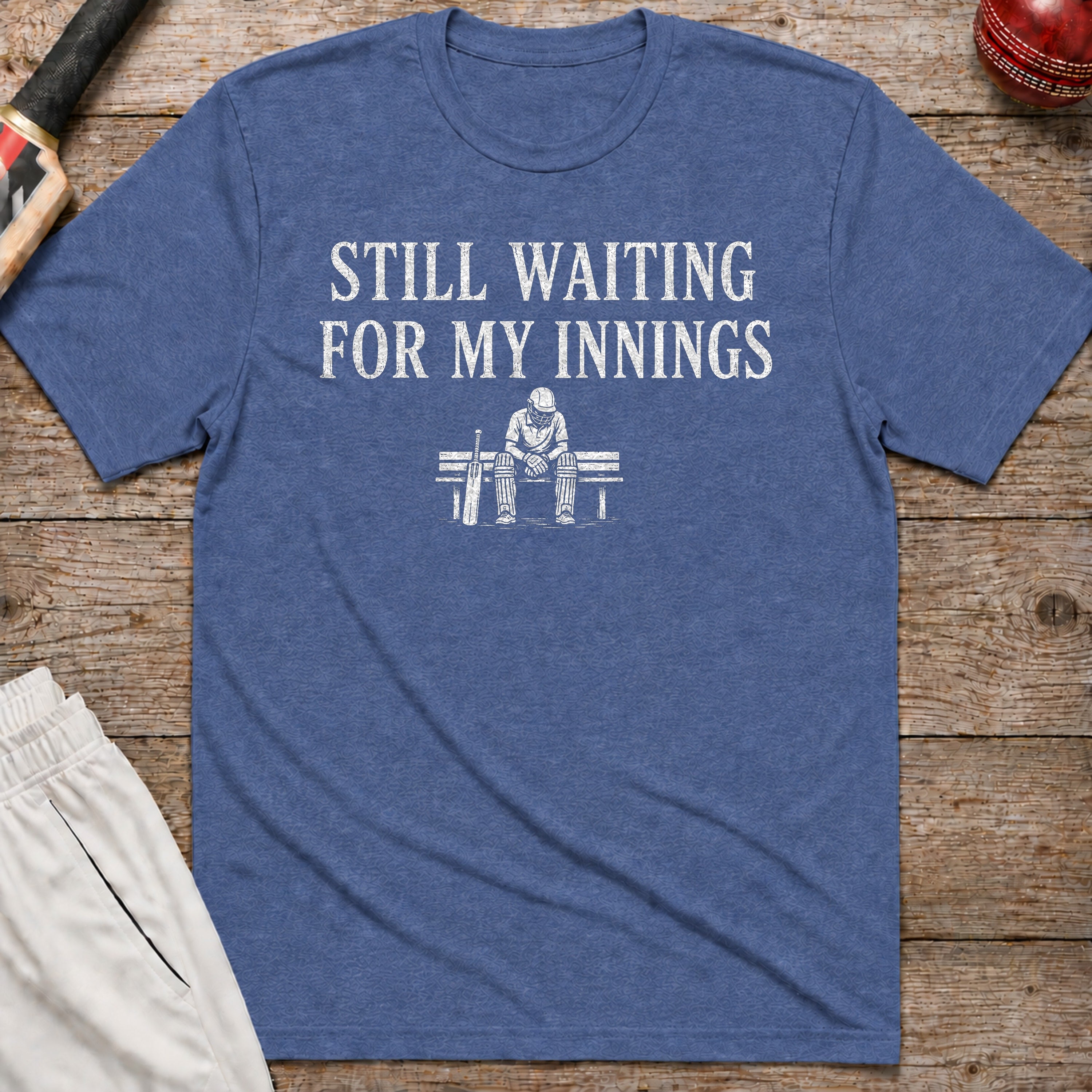 Still Waiting For My Innings T-Shirt - Heather Indigo