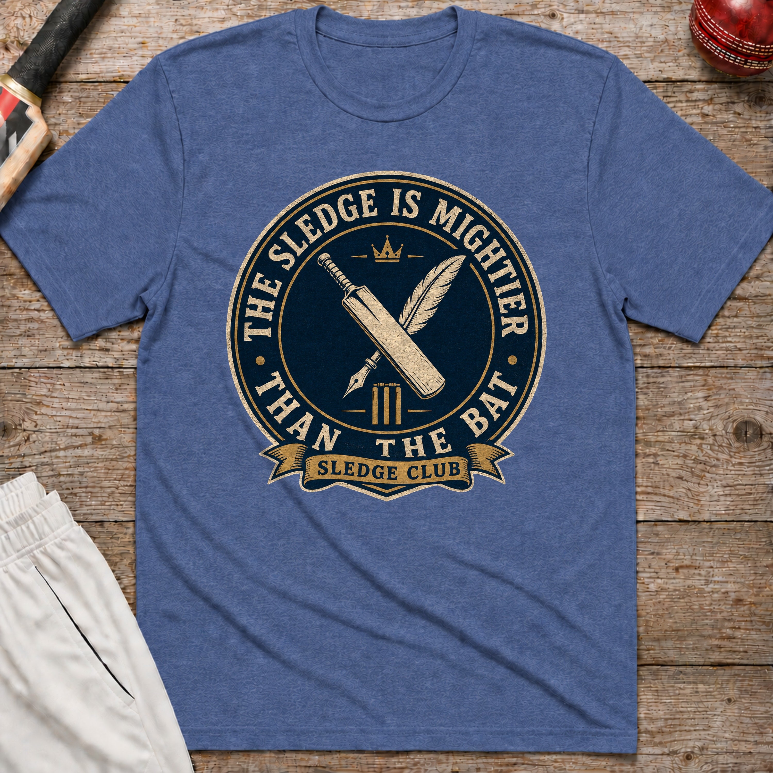 The Sledge Is Mightier Than The Bat T-Shirt - Heather Indigo