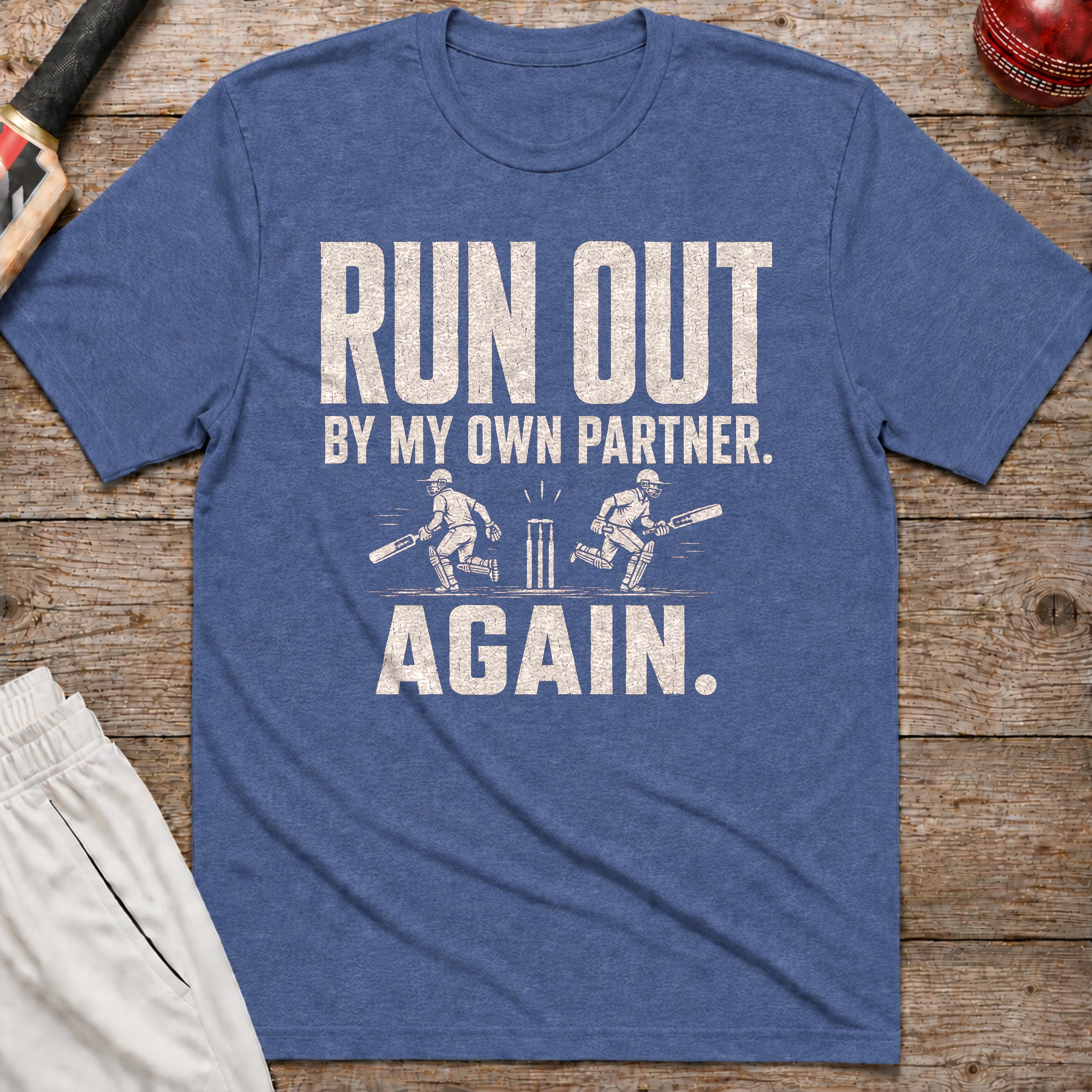 Run Out By My Own Partner Again T-Shirt - Heather Indigo