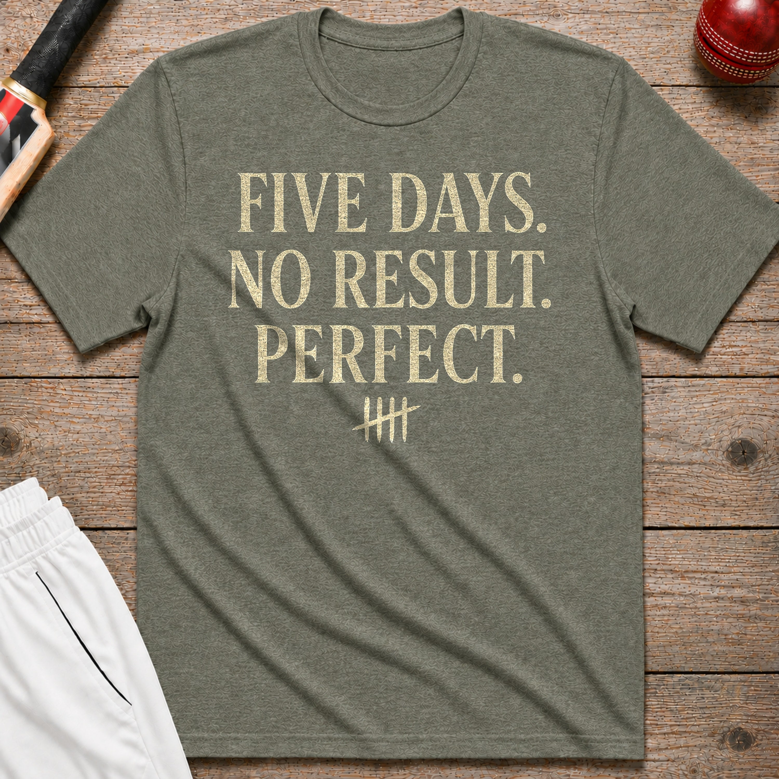 Five Days No Result Perfect T-Shirt - Heather Military Green