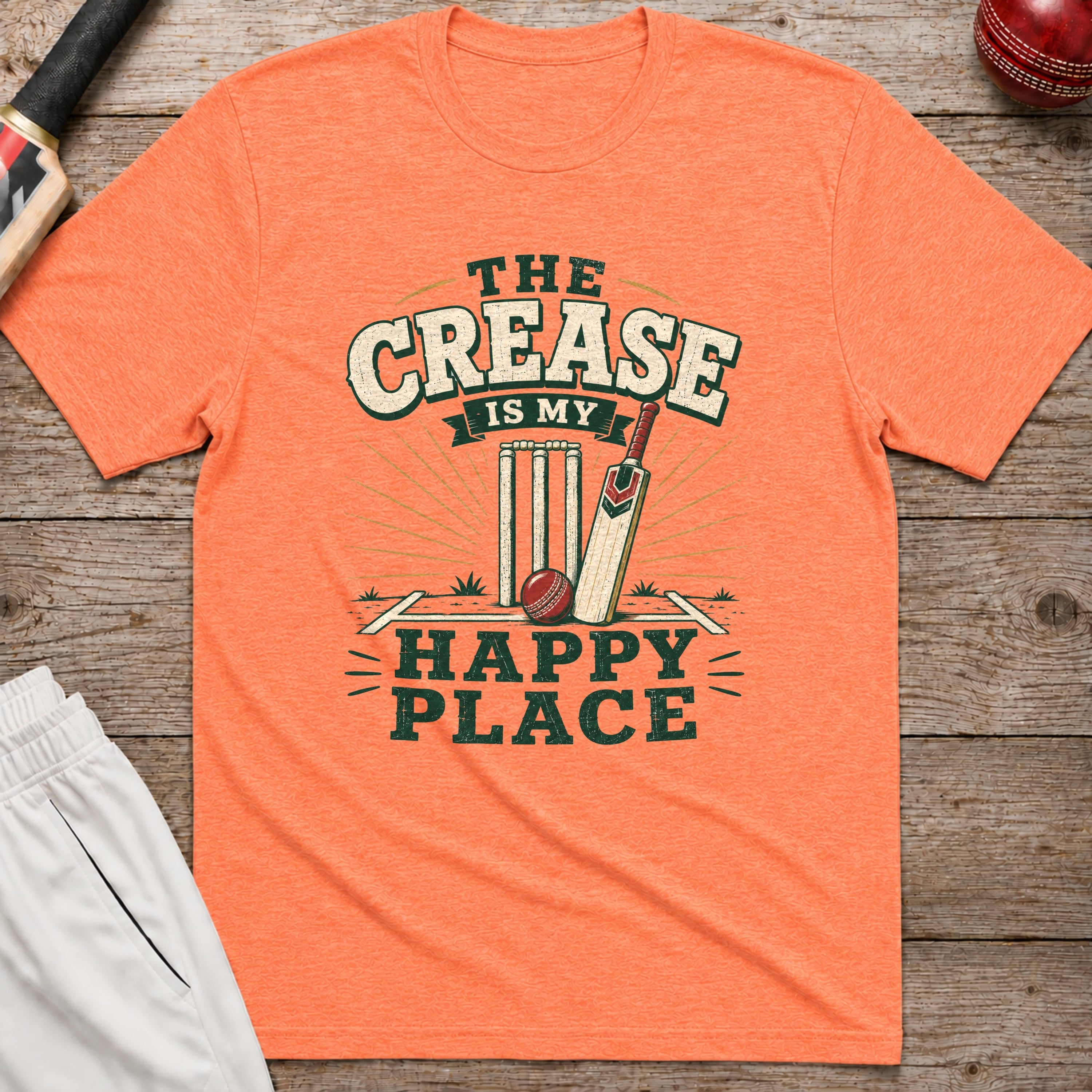 The Crease Is My Happy Place T-Shirt - Heather Orange