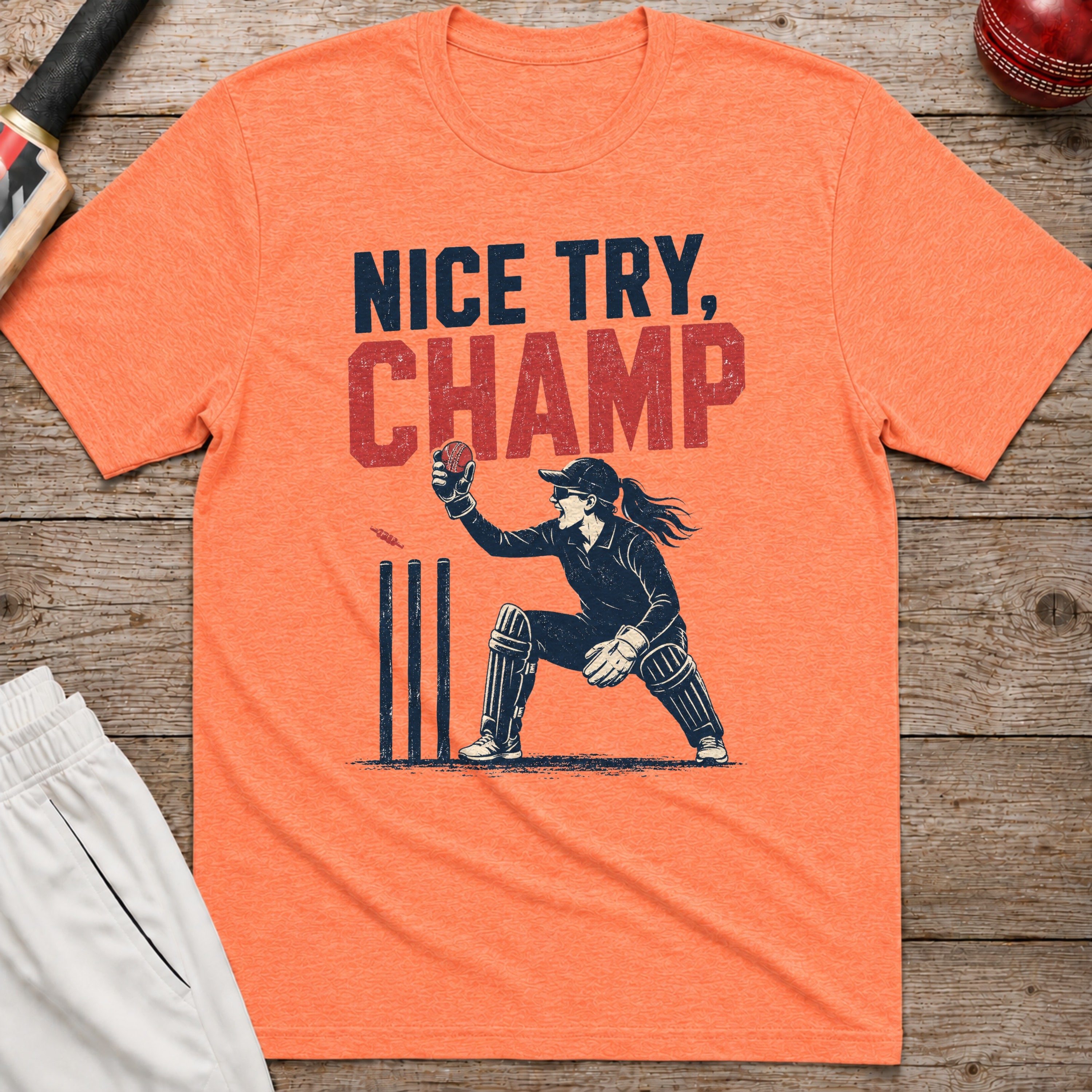 Nice Try Champ T-Shirt - Heather Orange
