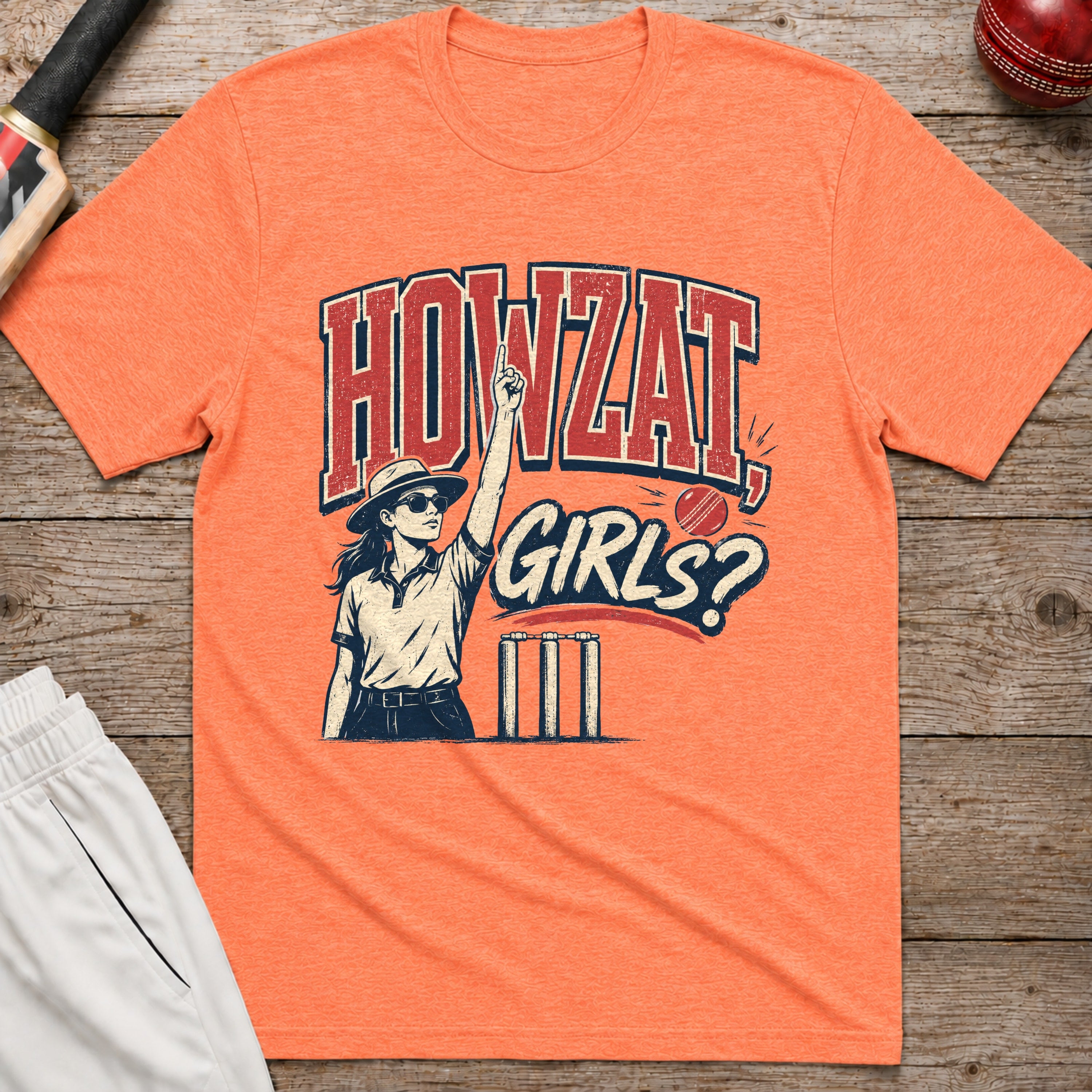 Howzat Girls T-Shirt - Heather Orange