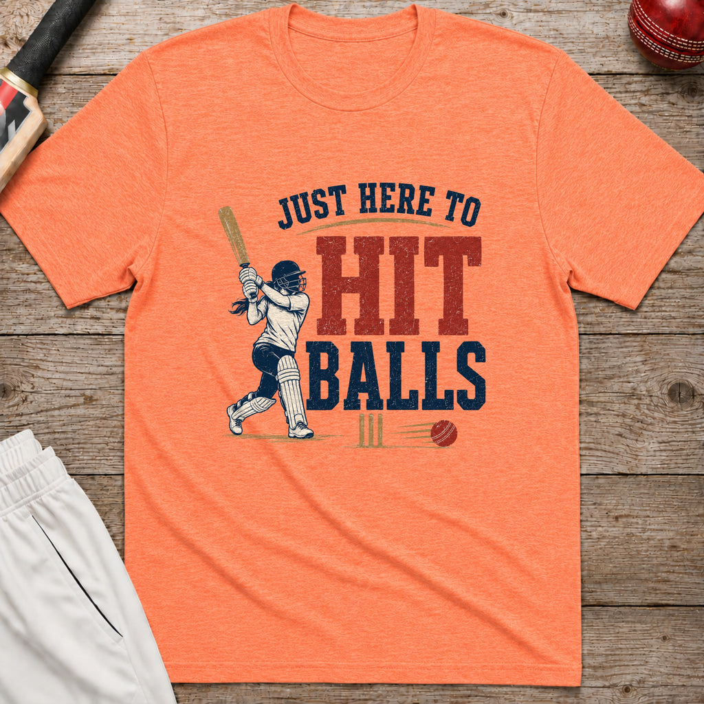 Just Here To Hit Balls T-Shirt - Heather Orange